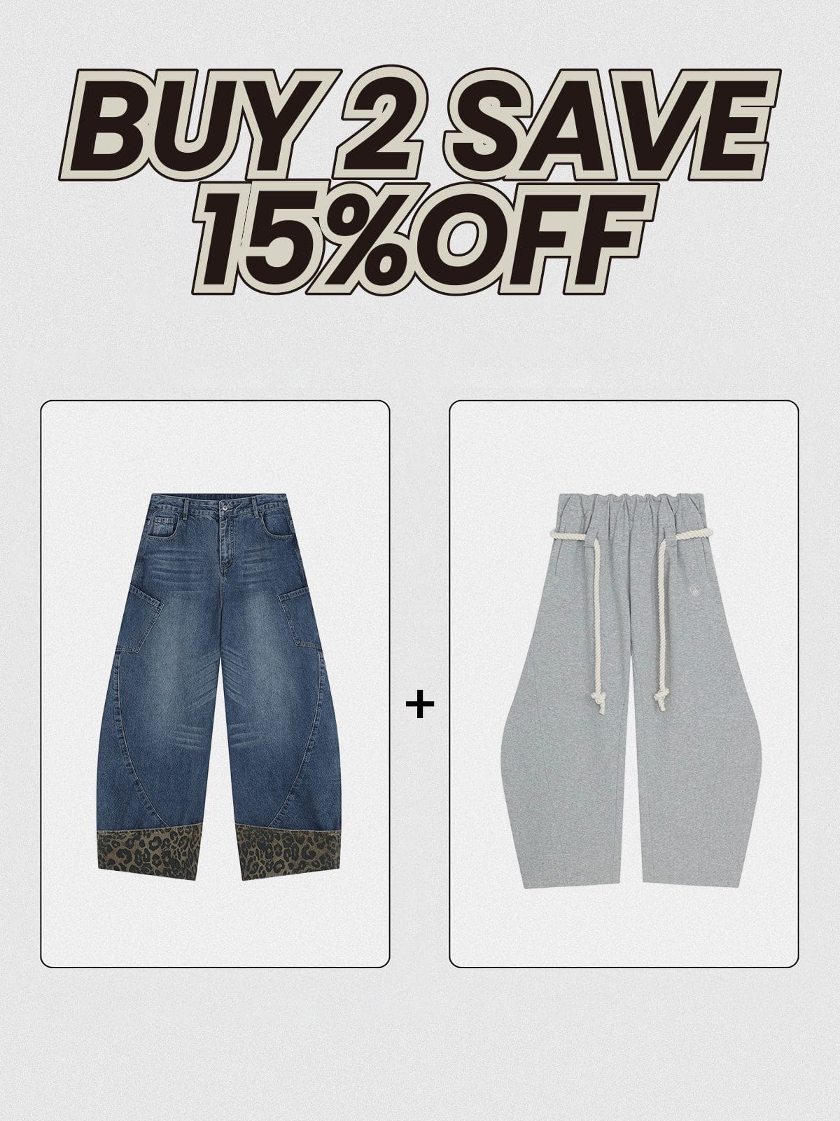 Aelfric Eden Leopard Cuffed Super Baaggy Barrel Jeans - Image 6