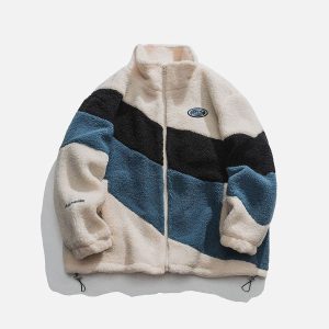 Aelfric Eden Three-color Patchwork Sherpa Coat