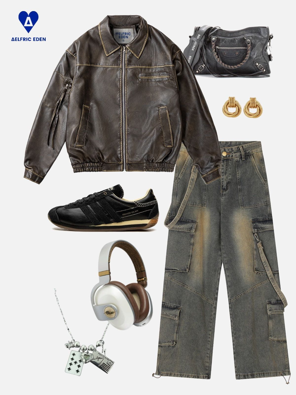 Aelfric Eden Multi Pocket Faux Leather Cropped Jacket - Image 4