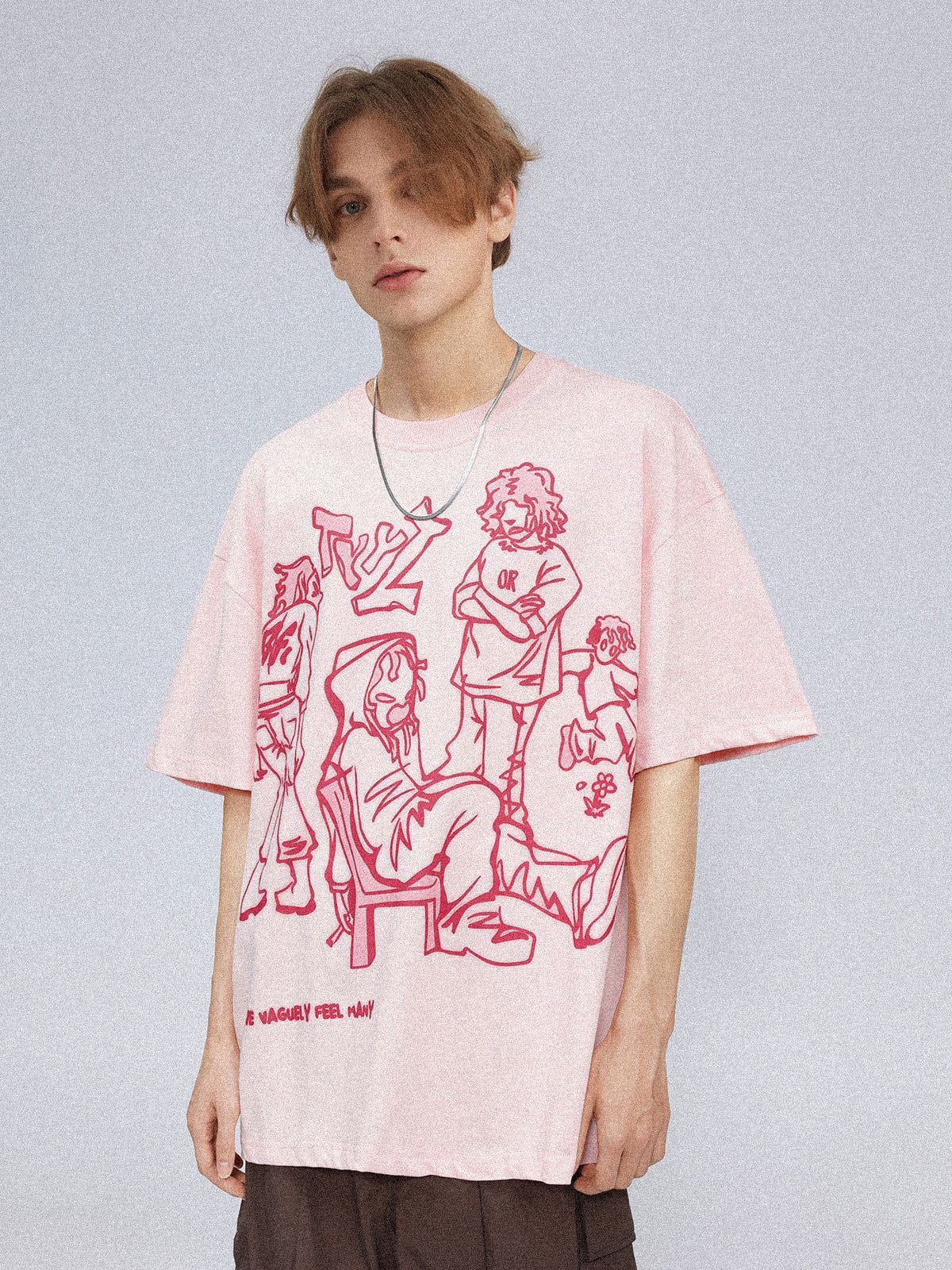 Aelfric Eden Cartoon Line Character Graphic Tee - Image 4