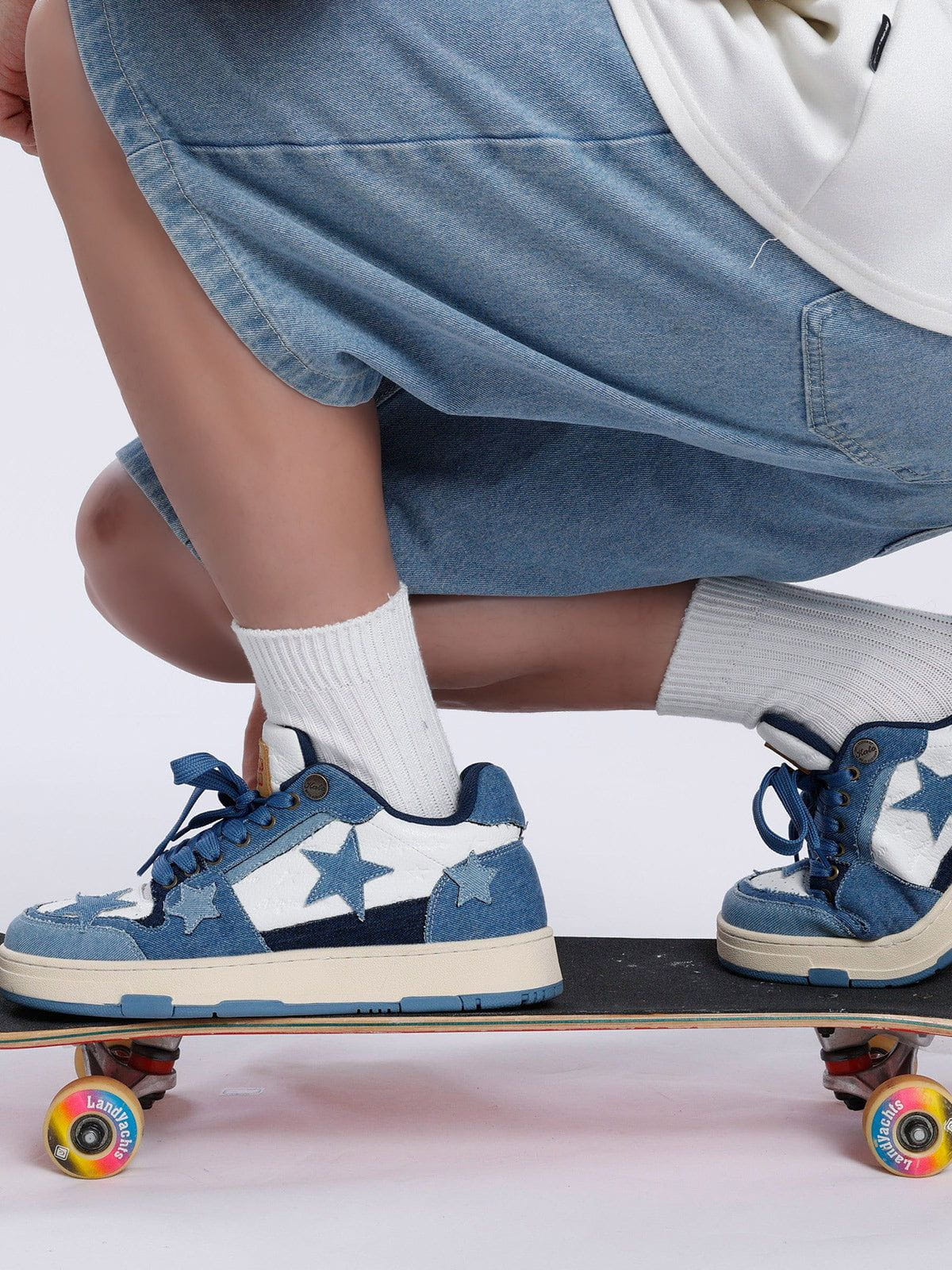 Starry Climb Stars Casual All-Match Denim Skate Shoes - Image 14