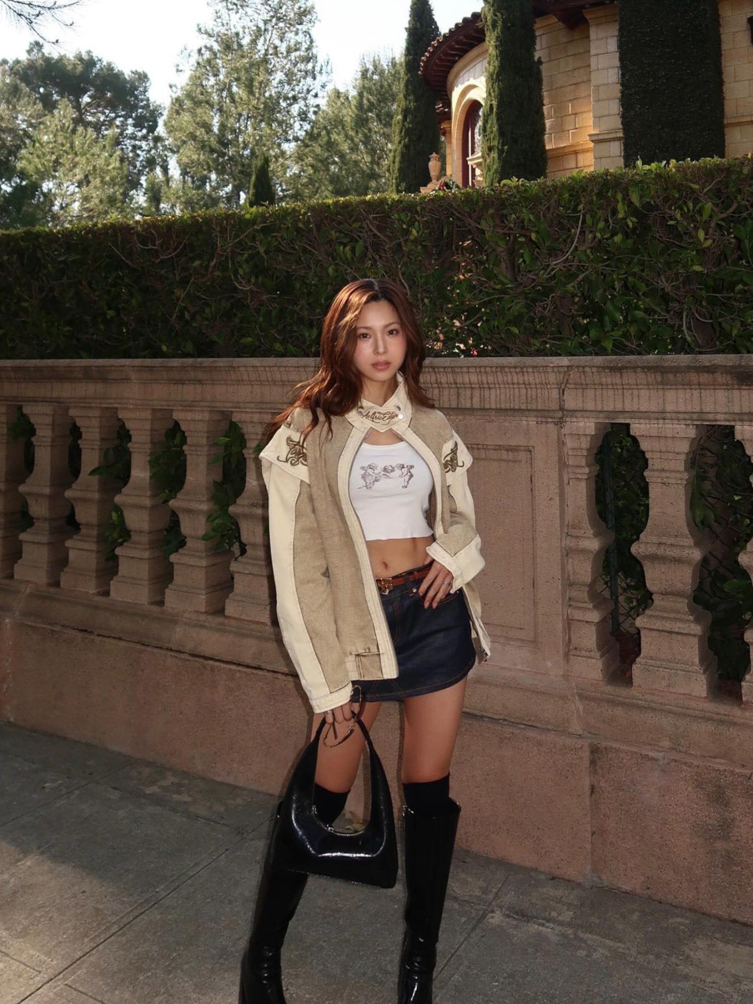 Aelfric Eden Retro Stand Collar Denim Jacket - Image 3