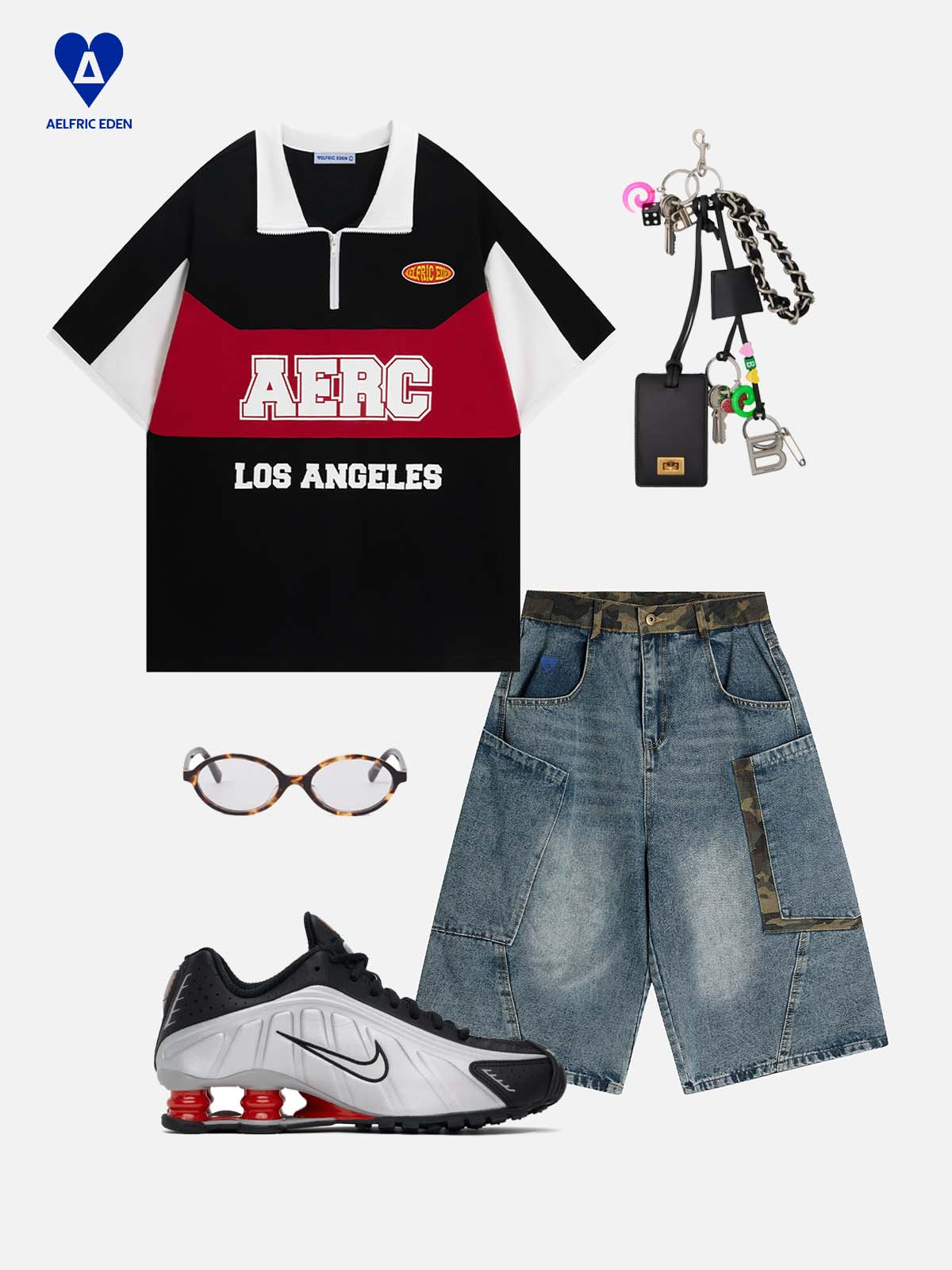 Aelfric Eden Stand Collar Color Blocking Tee - Image 3