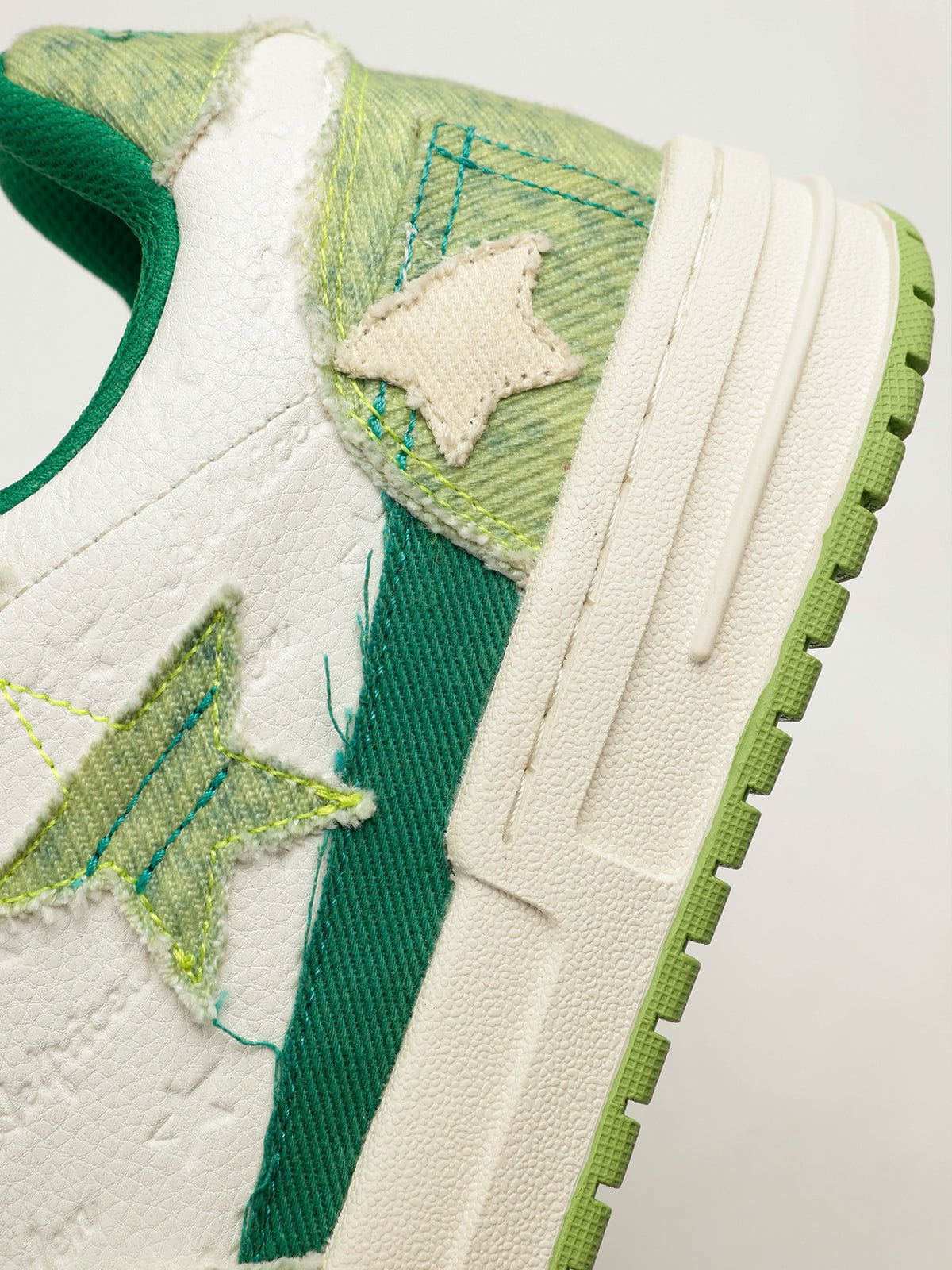 StarryClimb Patchwork Avocado Green Star Skate Shoes - Image 5