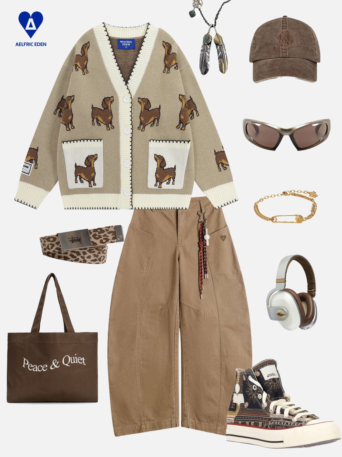 Aelfric Eden Hand Drawn Dachshund Jacquard Cardigan - Image 4