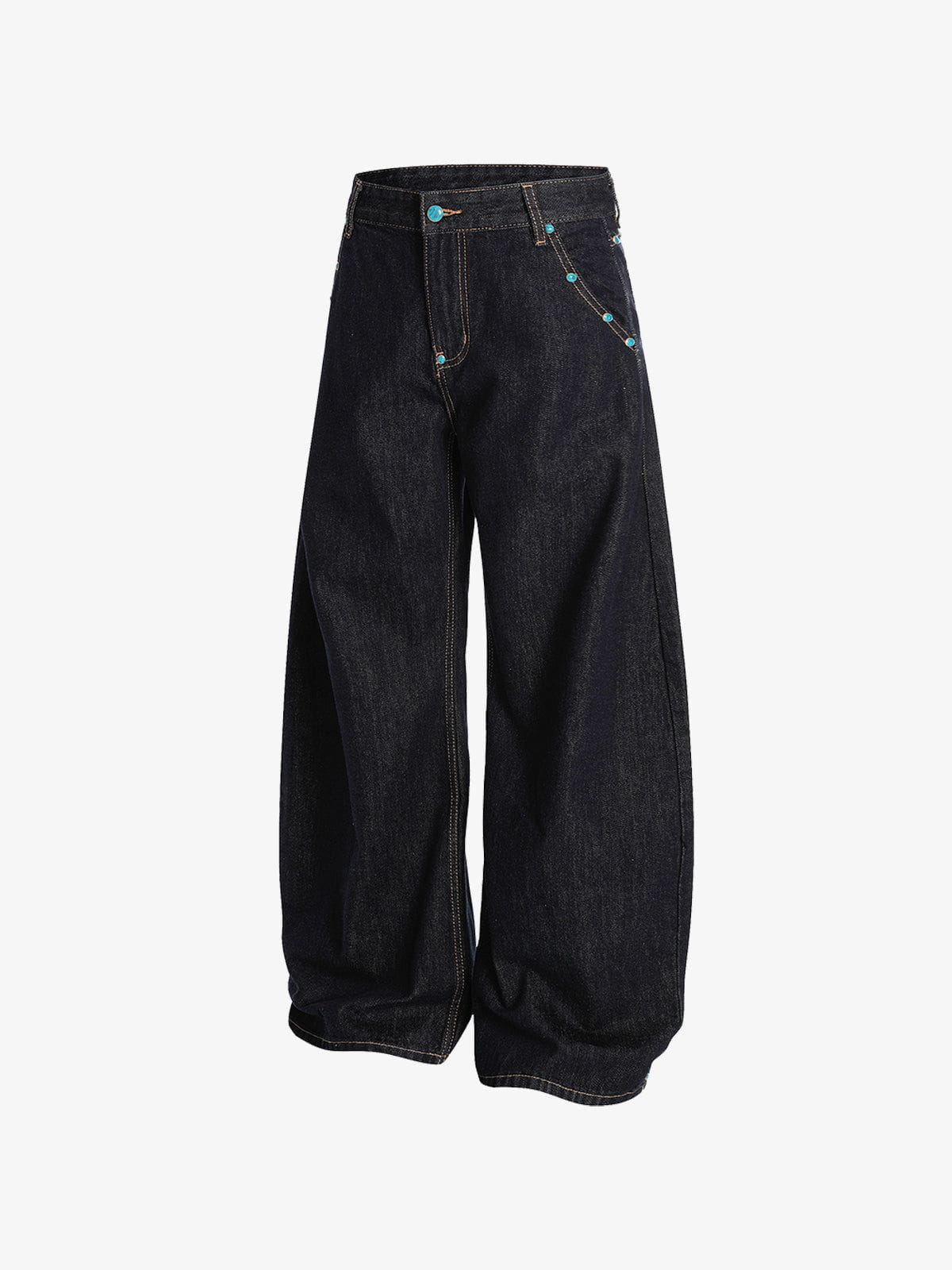 Aelfric Eden Vintage Rivets Raw Baaggy Barrel Jeans - Image 9