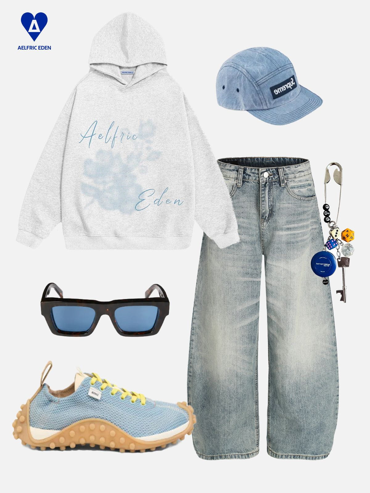 Aelfric Eden Washed Whiskering Baaggy Barrel Jeans - Image 3