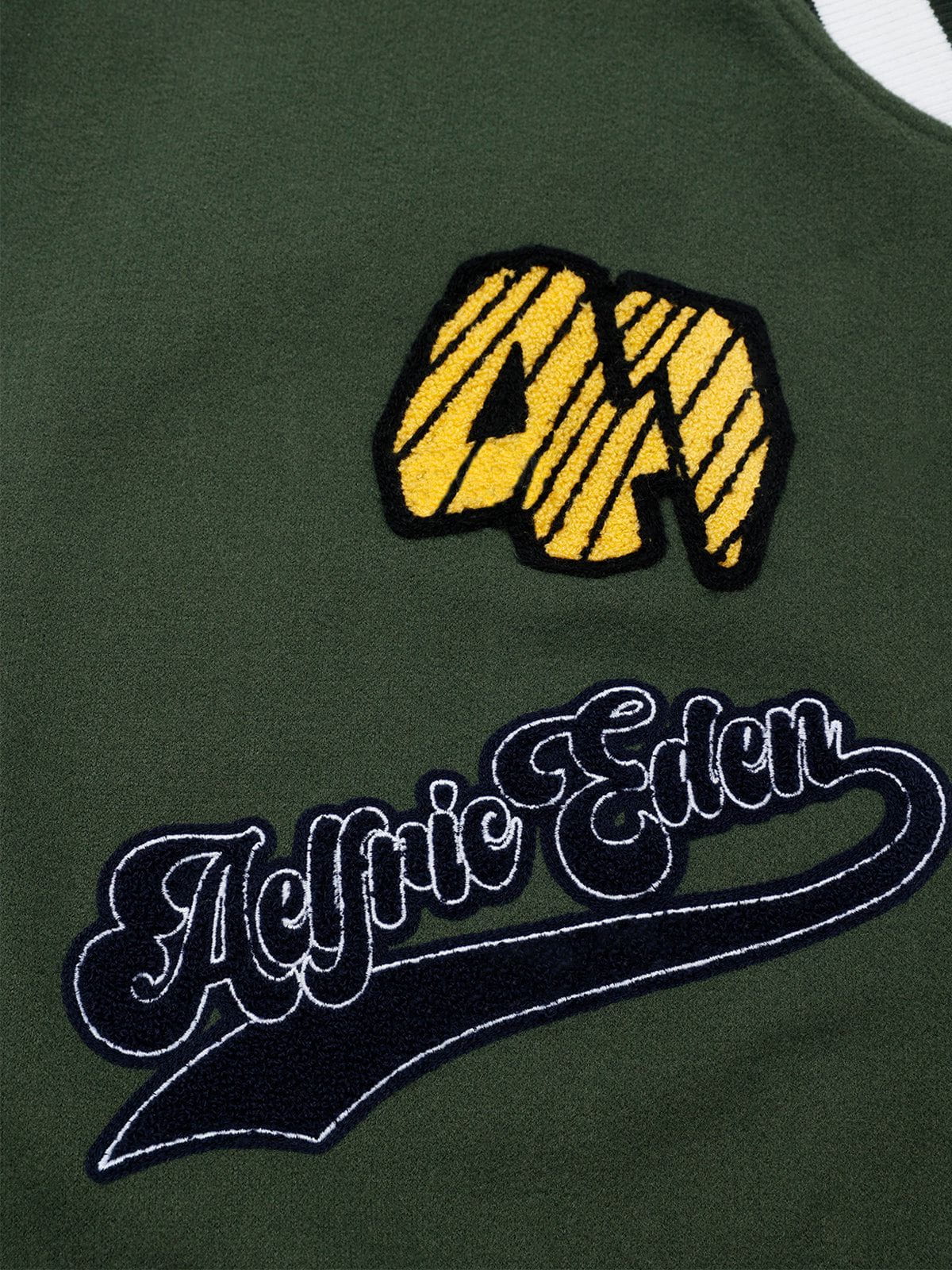 Aelfric Eden Towel Embroidery Badge Varsity Jacket - Image 7