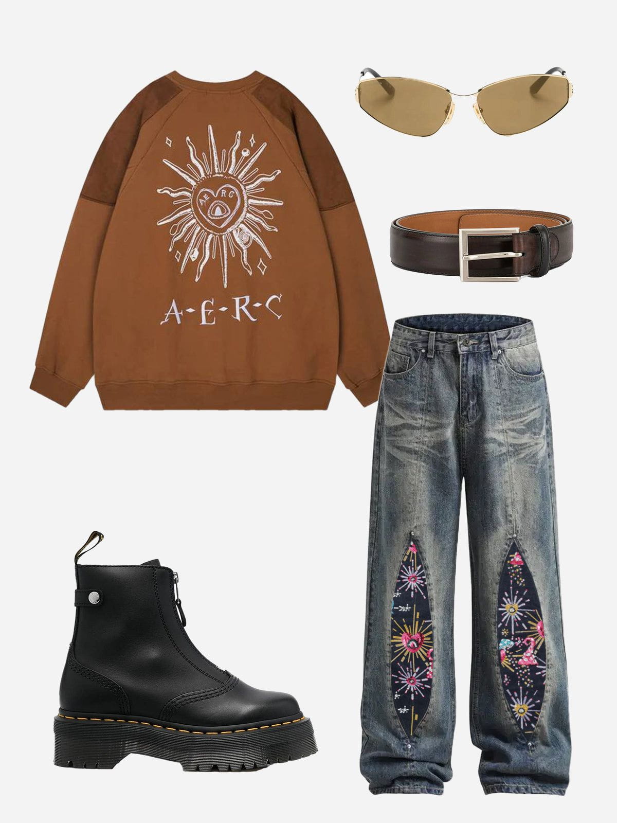 Aelfric Eden Firework Beadwork Baaggy Jeans - Image 4