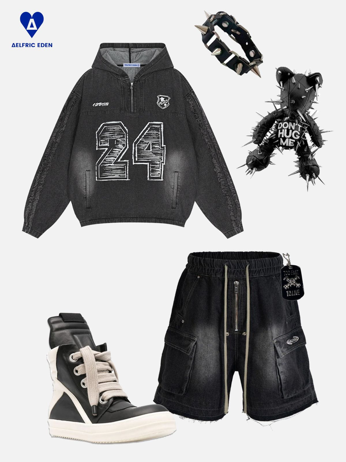 Aelfric Eden Fringe Washed Half Zip Hoodie - Image 2