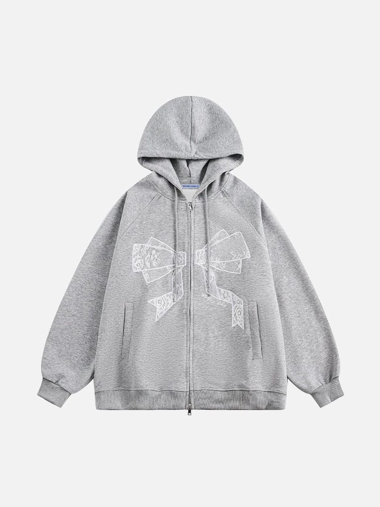 Aelfric Eden Lace Bow Zip Up Hoodie