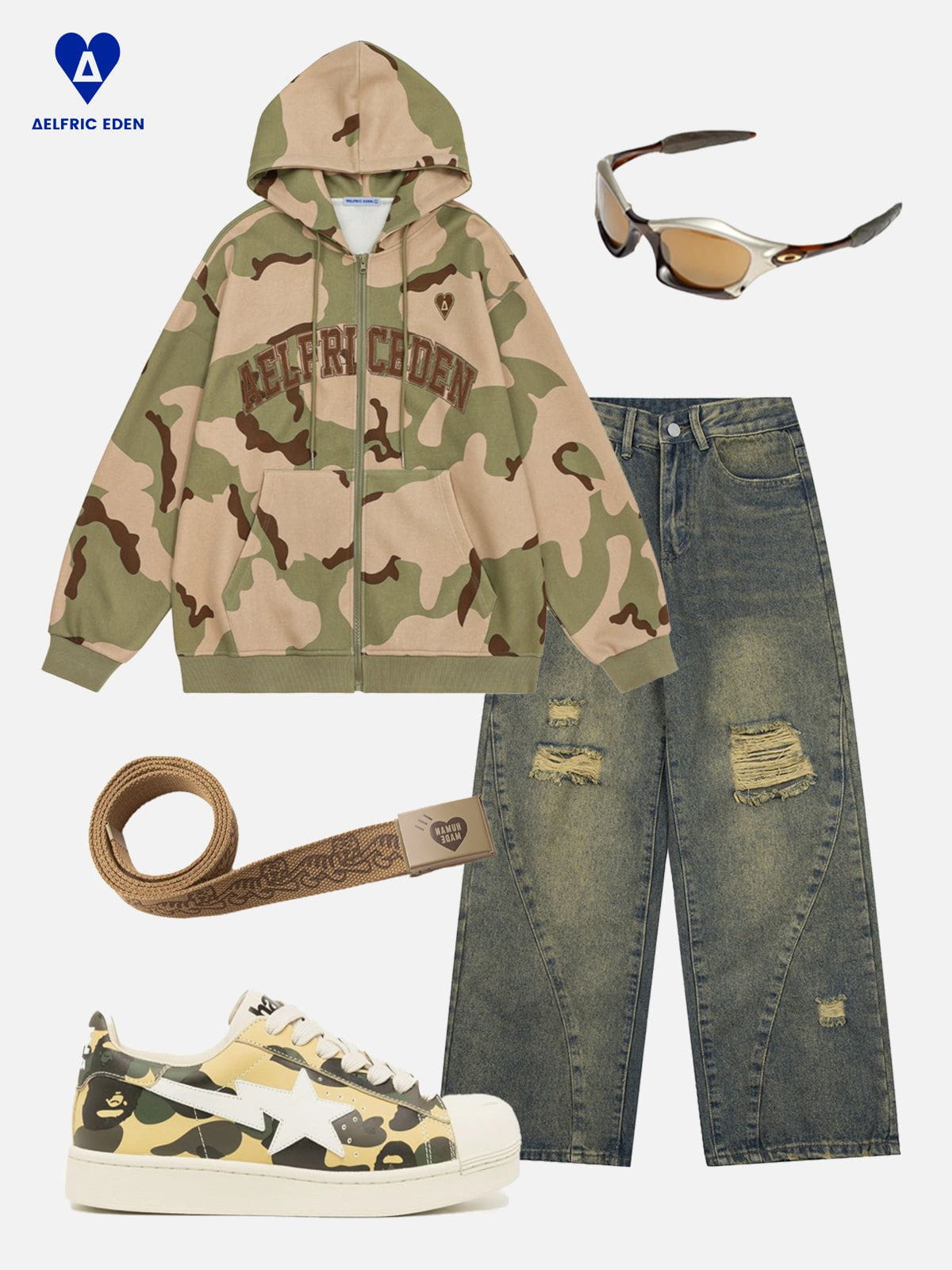 Aelfric Eden Camo Zip Up Hoodie - Image 5