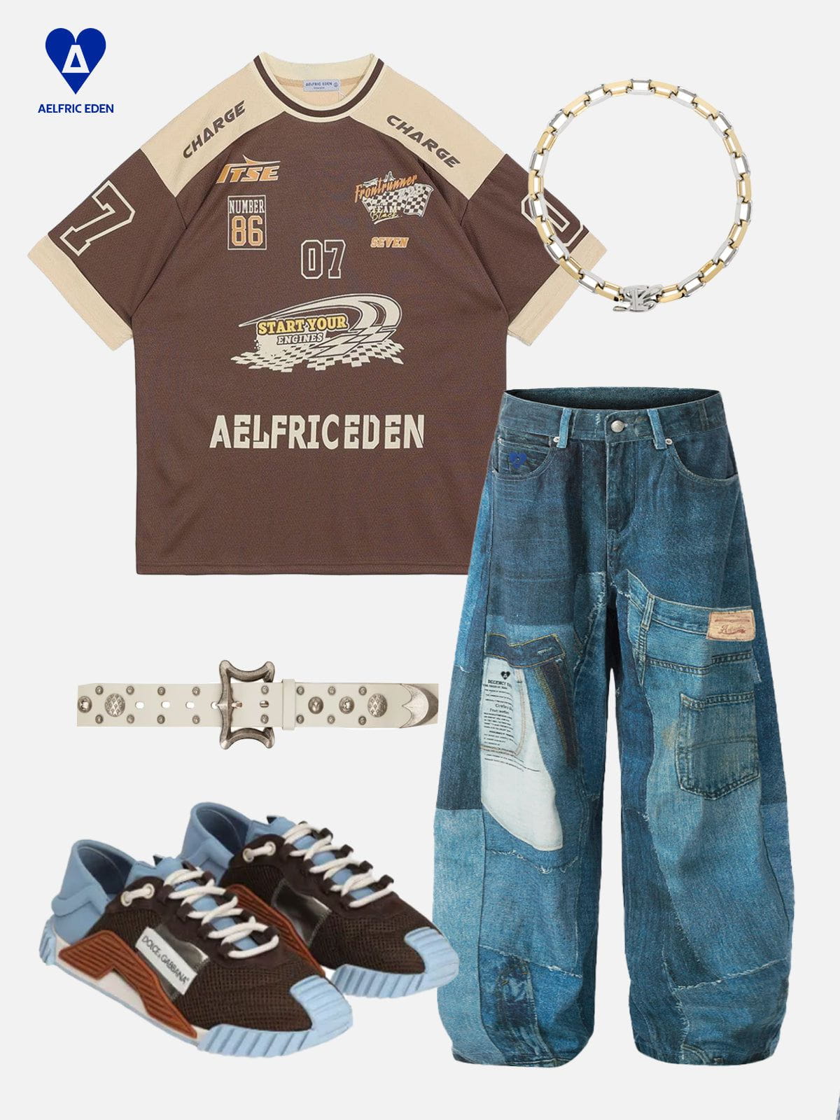 Aelfric Eden Illusion Denim Graphic Baaggy Barrel Jeans - Image 5