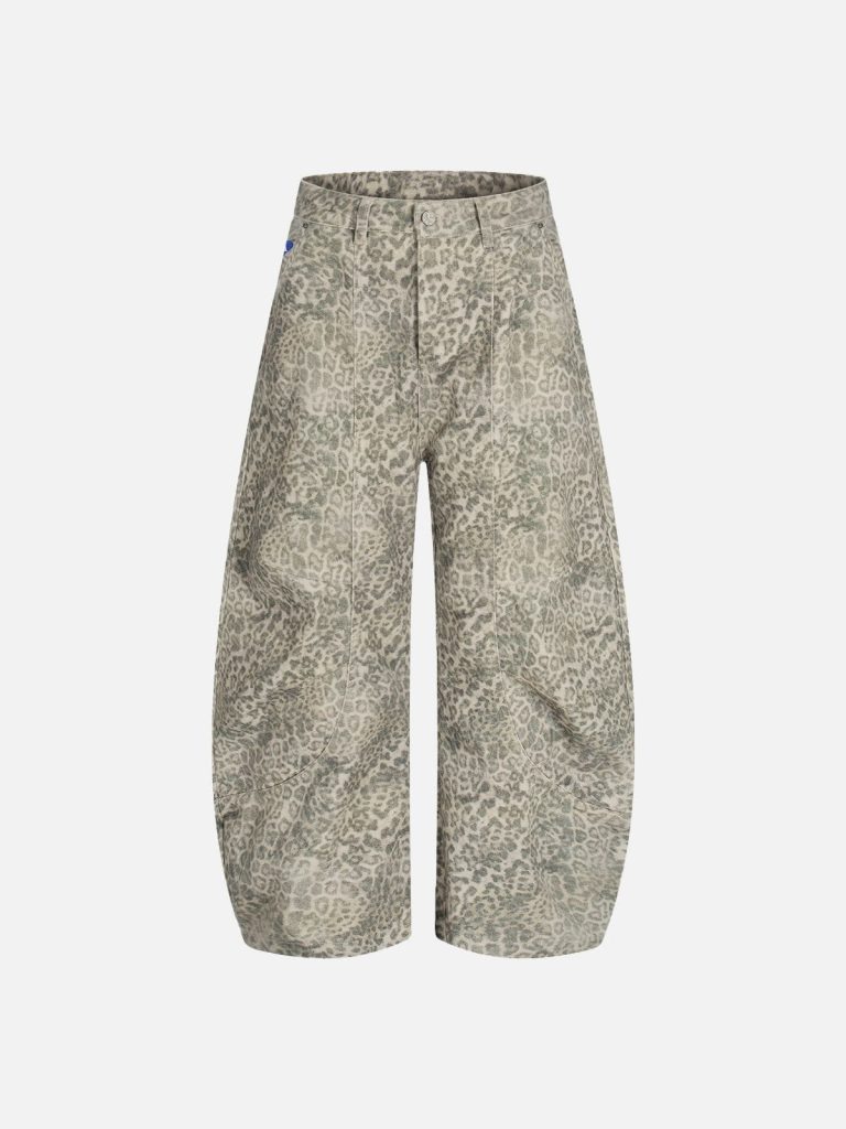 Aelfric Eden Leopard Washed Baaggy Barrel Jeans