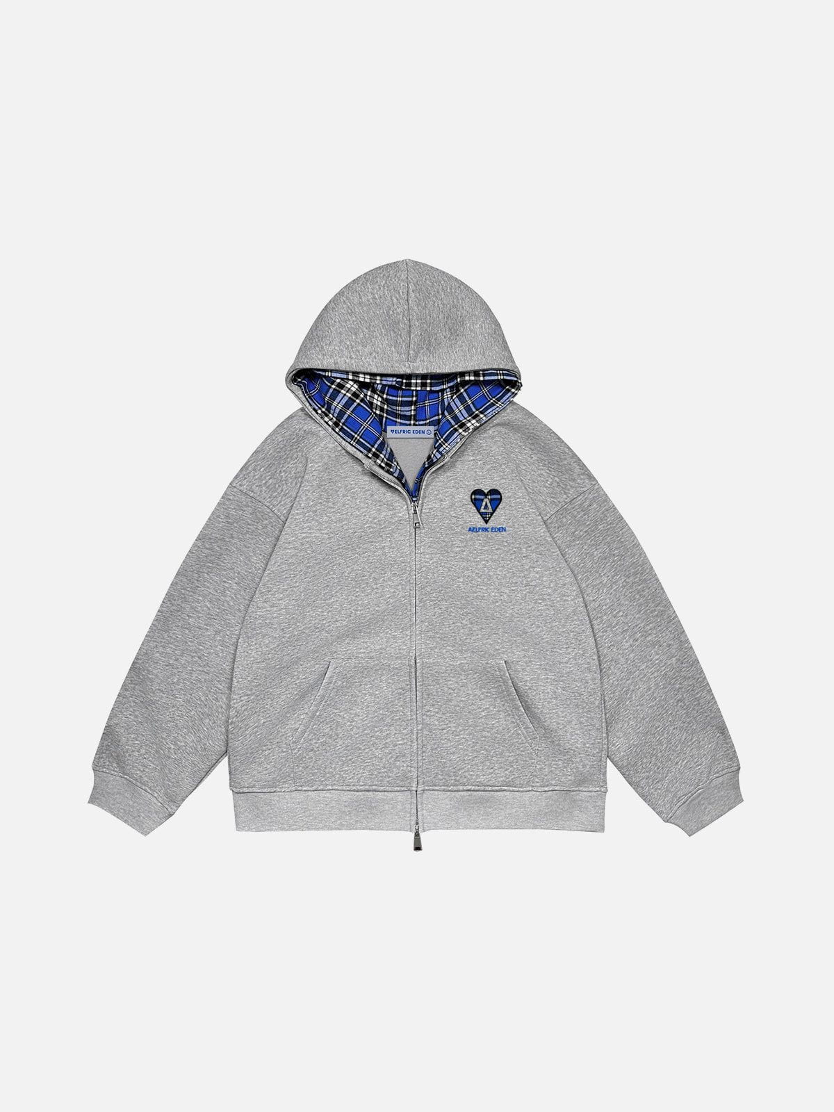 Aelfric Eden Plaid Double Layer Zip Up Hoodie - Image 6
