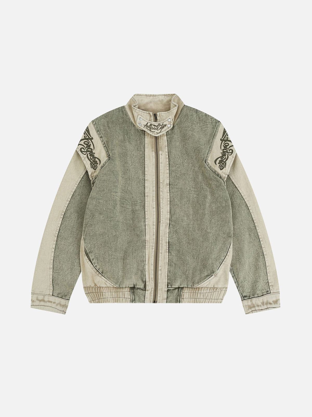 Aelfric Eden Retro Stand Collar Denim Jacket - Image 2