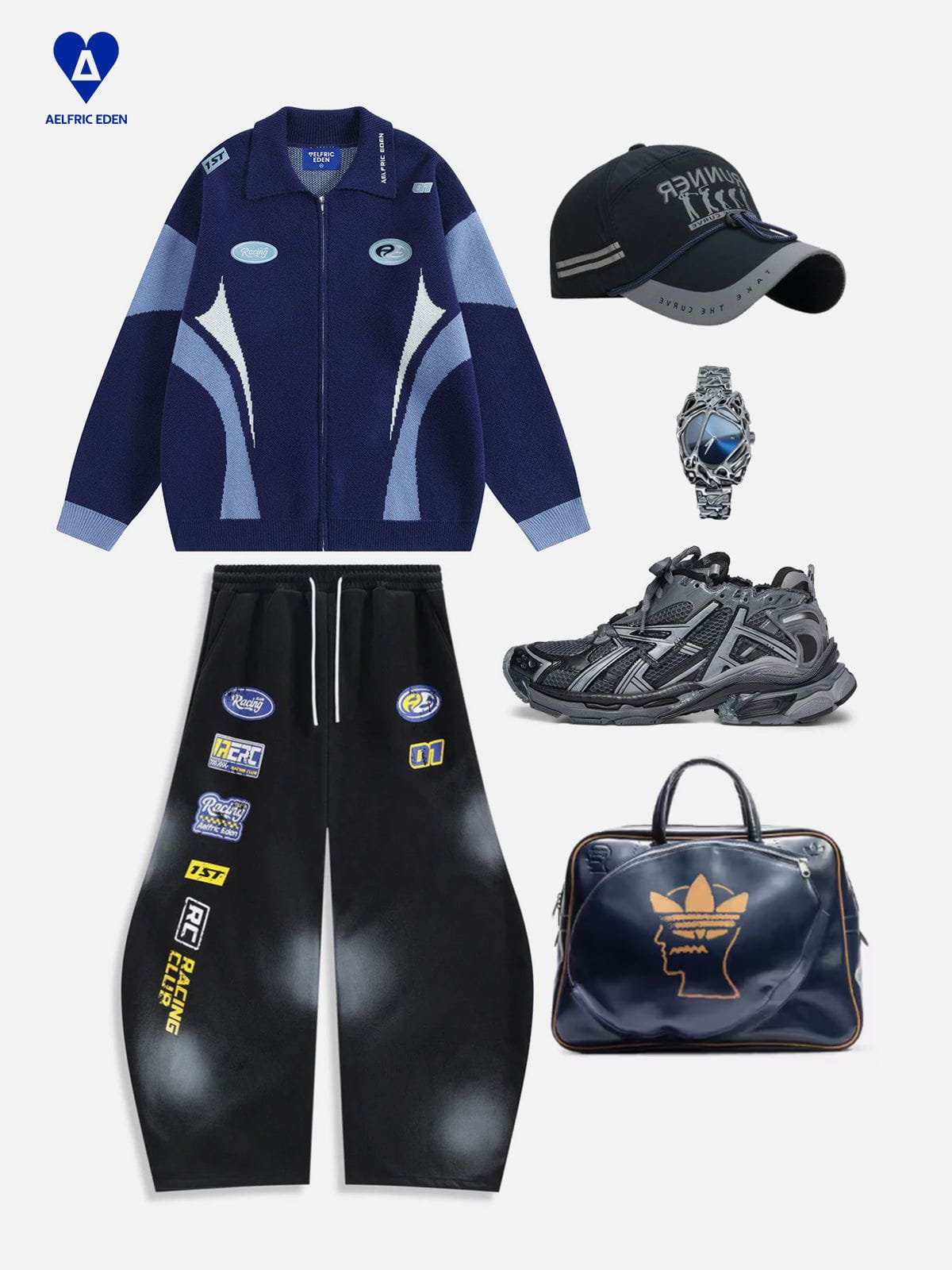 Aelfric Eden Racing Patchwork Zip Up Cardigan - Image 2