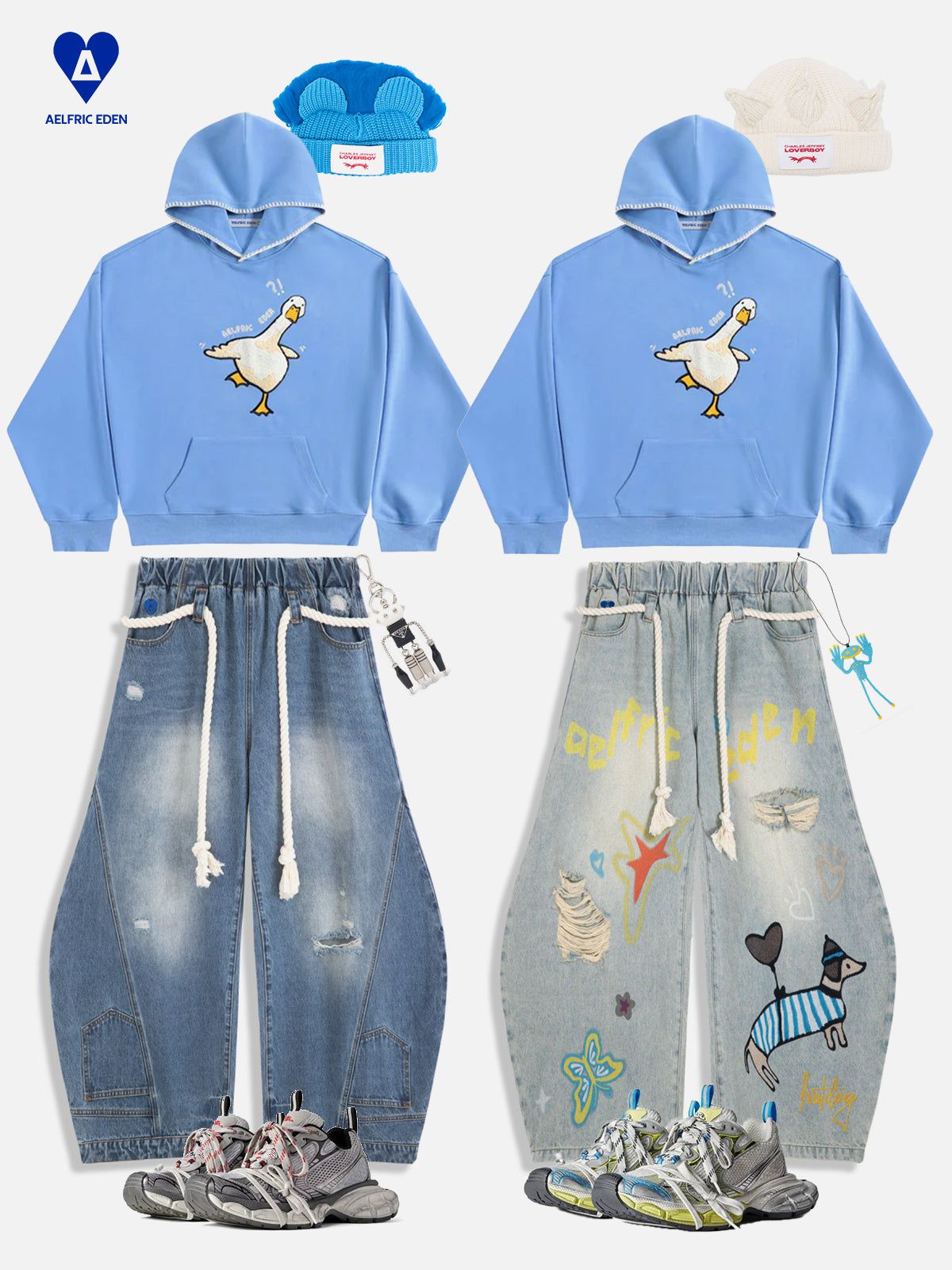 Aelfric Eden Towel Embroidery Duck Pullover Hoodie - Image 2