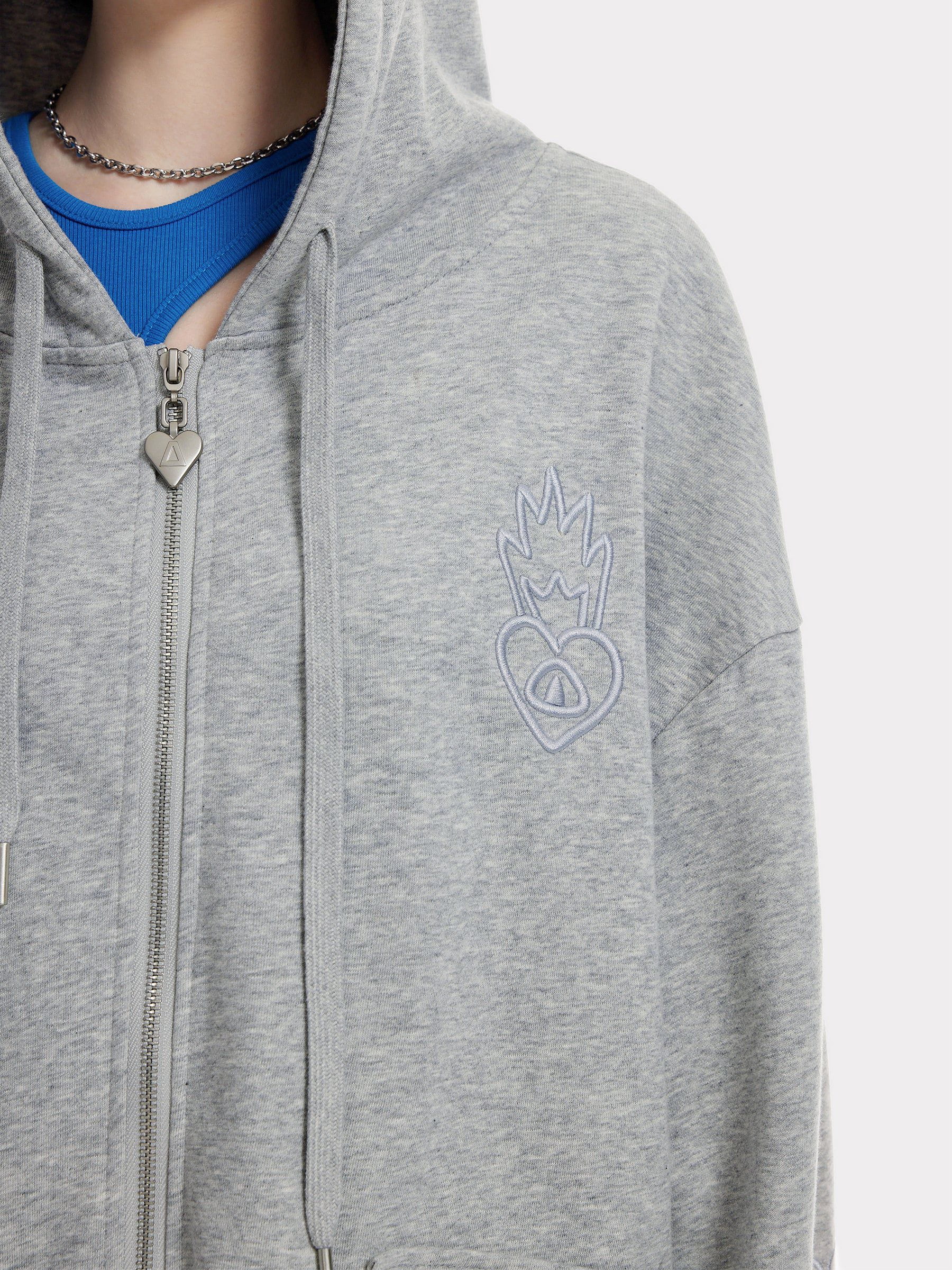 Aelfric Eden Embroidery Rabbit Ears Zip Up Hoodie - Image 12