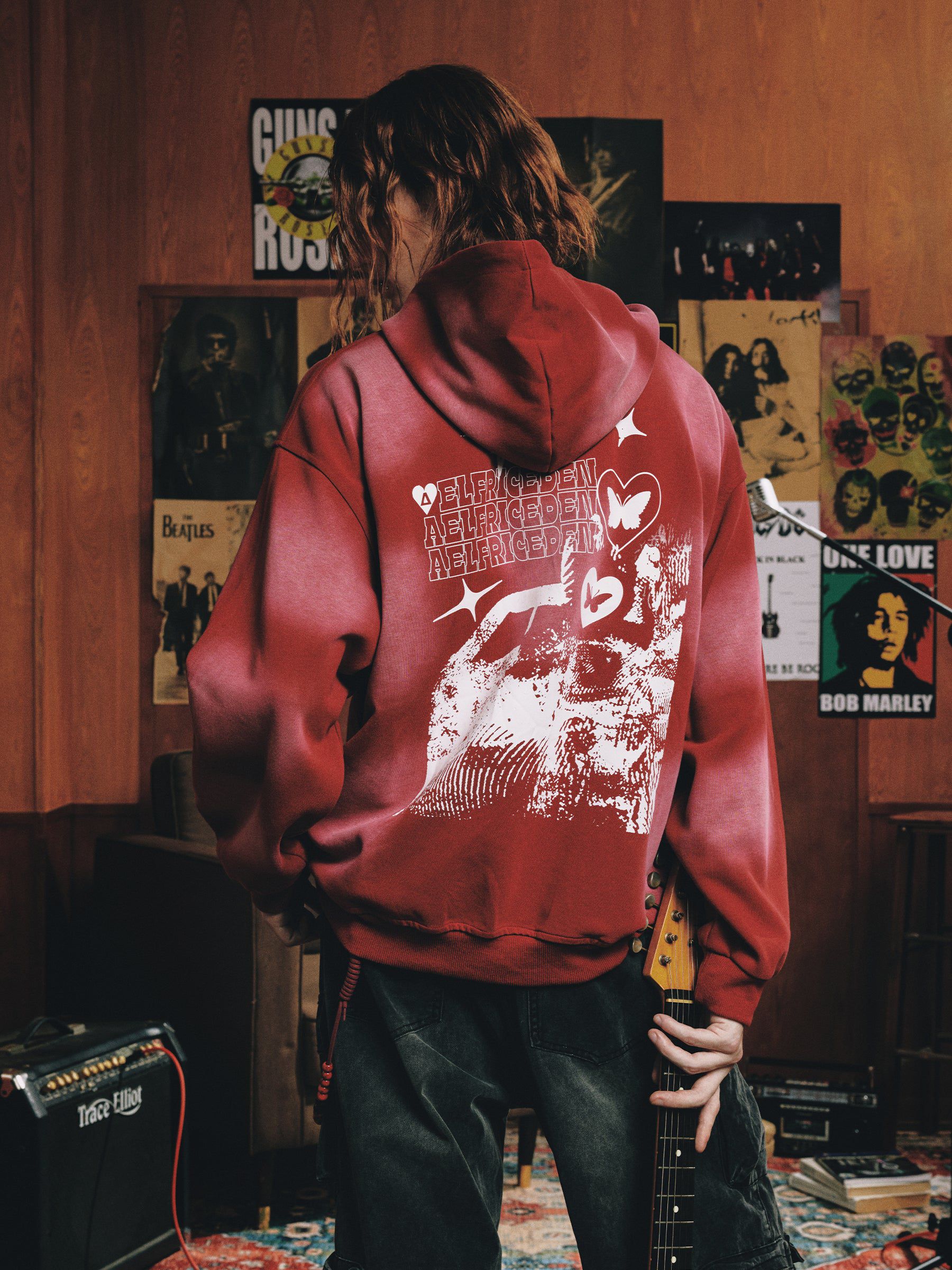 Aelfric Eden Blurring Graphic Washed Pullover Hoodie - Image 2