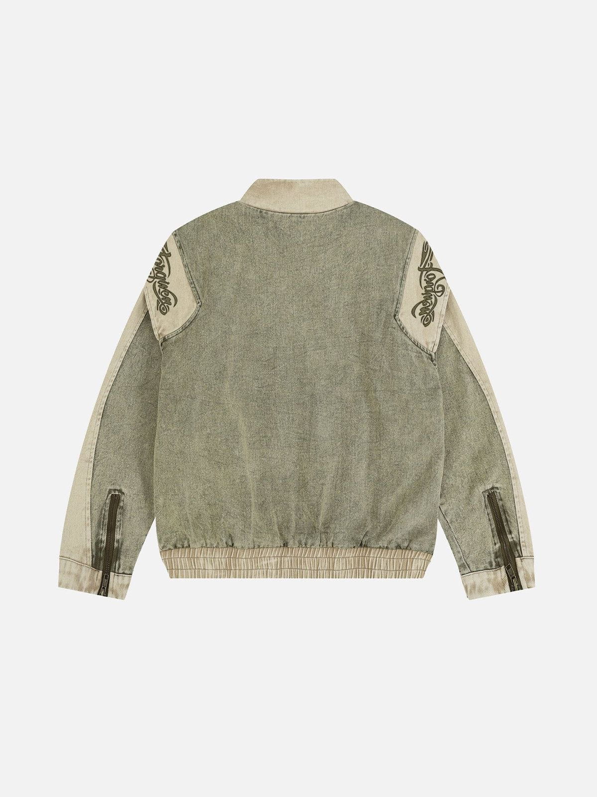 Aelfric Eden Retro Stand Collar Denim Jacket - Image 4