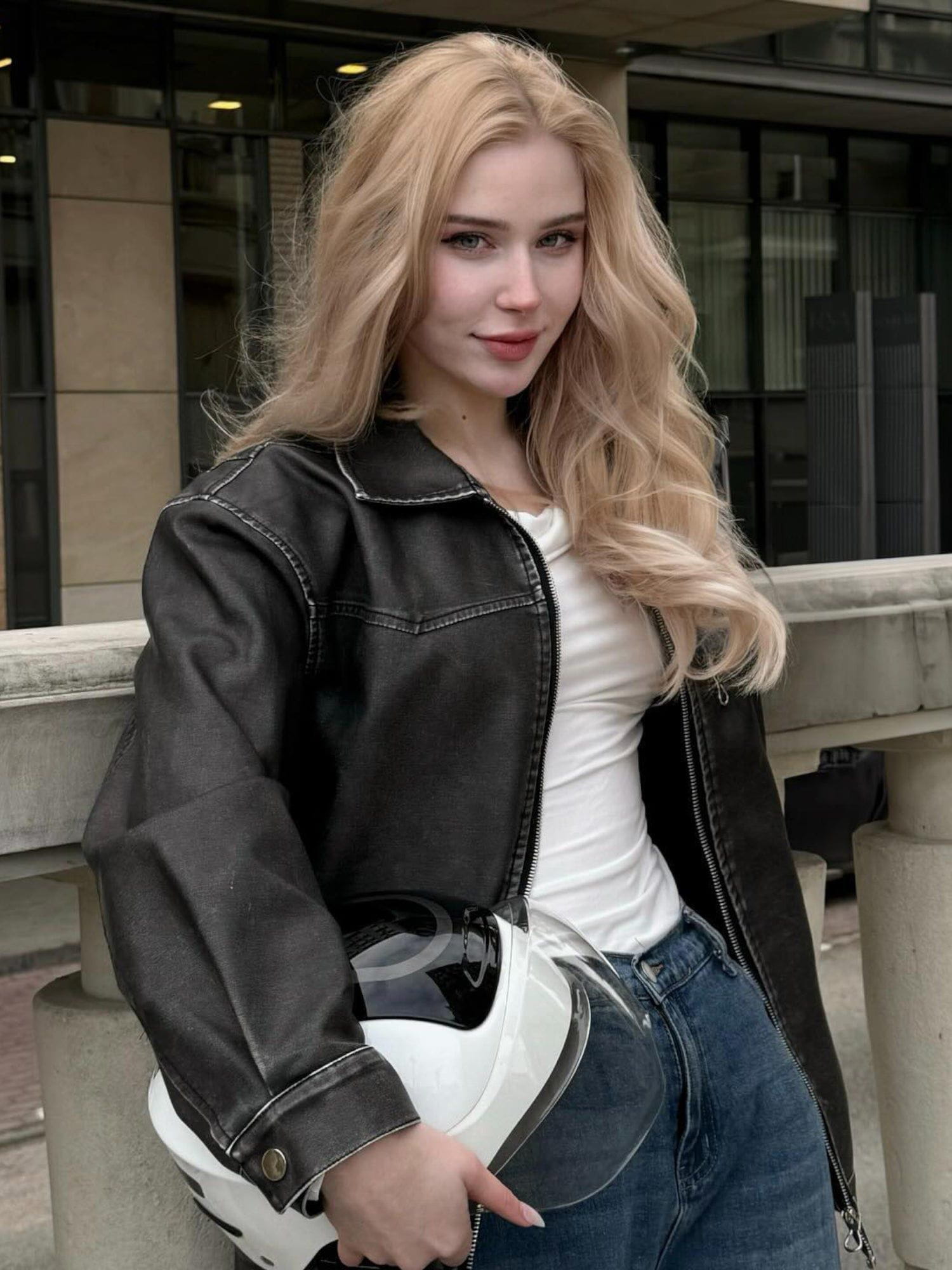 Aelfric Eden Retro Faux Leather Jacket - Image 2