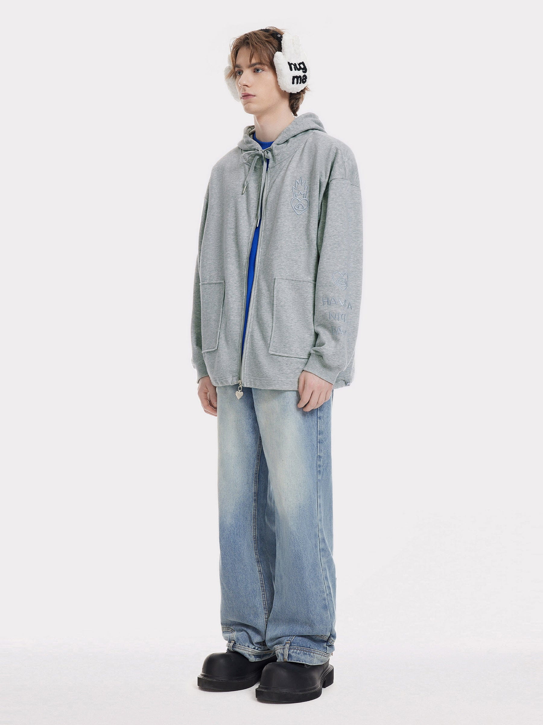 Aelfric Eden Embroidery Rabbit Ears Zip Up Hoodie - Image 4