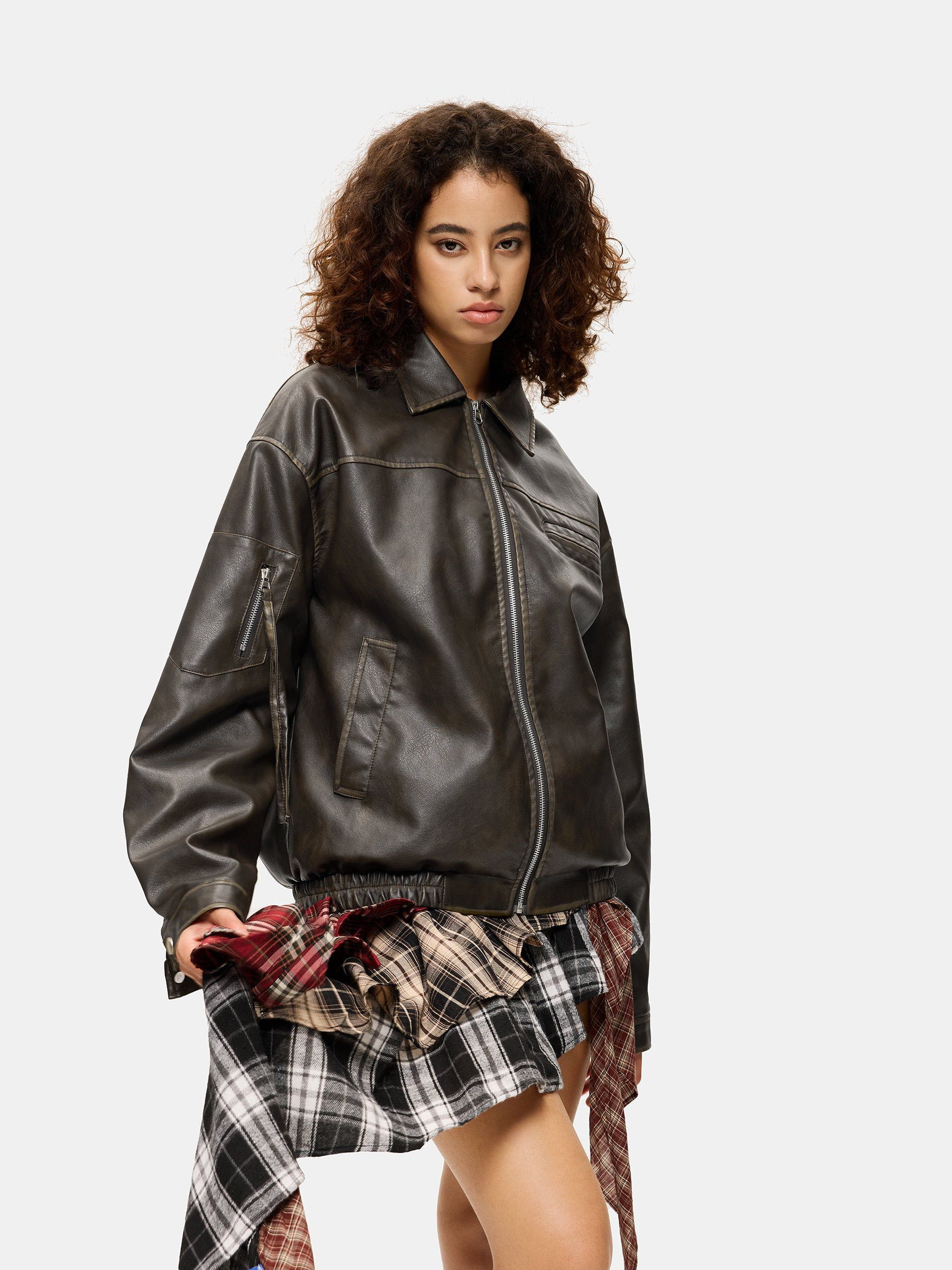Aelfric Eden Multi Pocket Faux Leather Cropped Jacket - Image 2