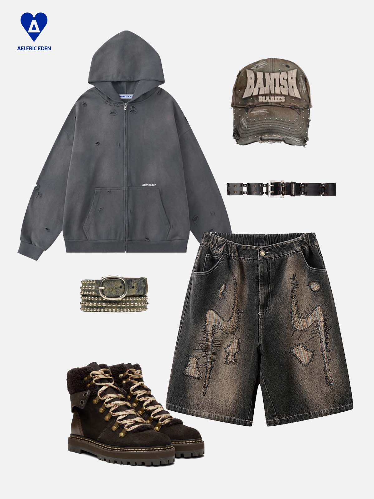 Aelfric Eden Distressed Zip Up Hoodie - Image 3