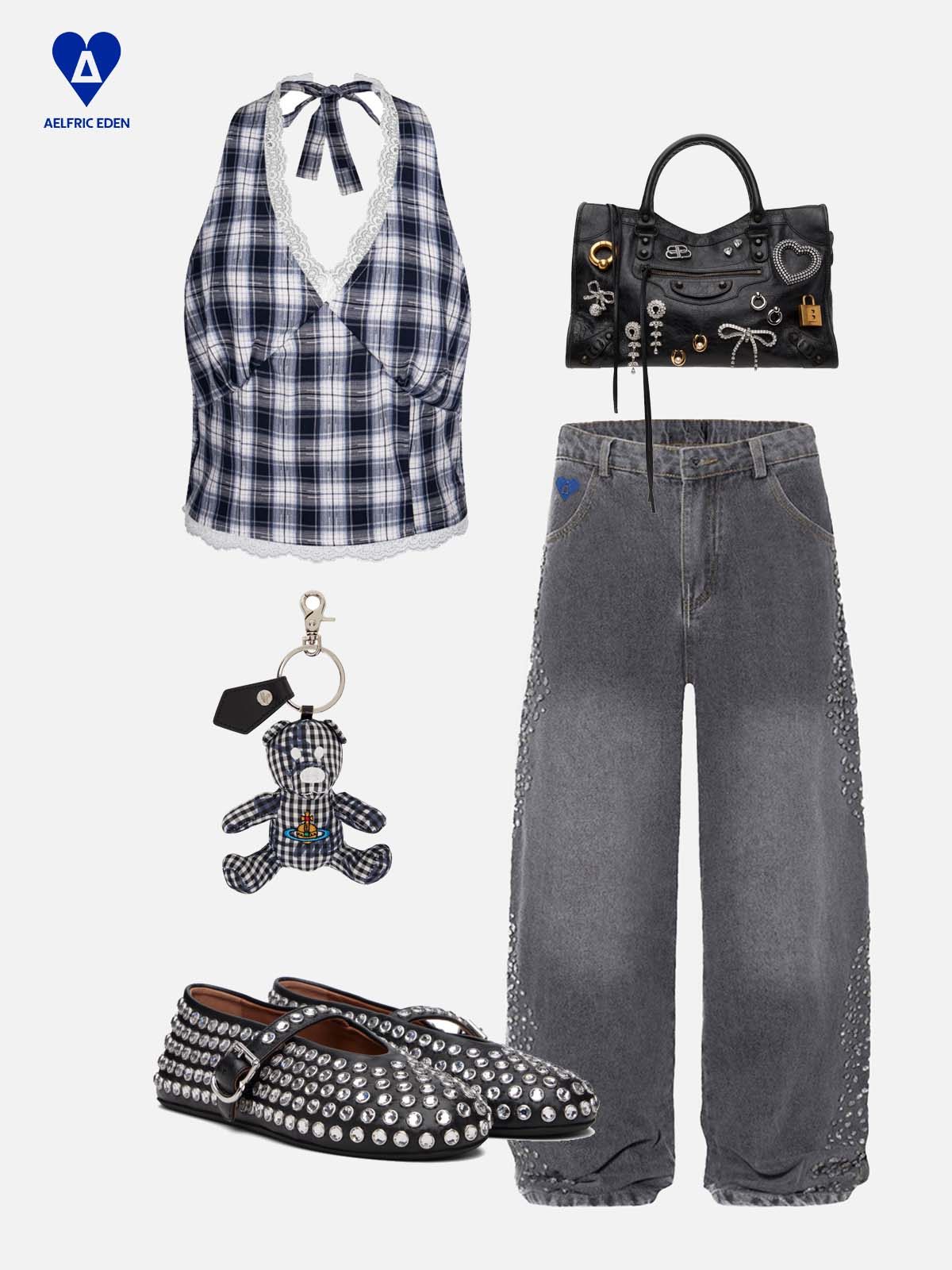 Aelfric Eden Rhinestone Baaggy Jeans - Image 2