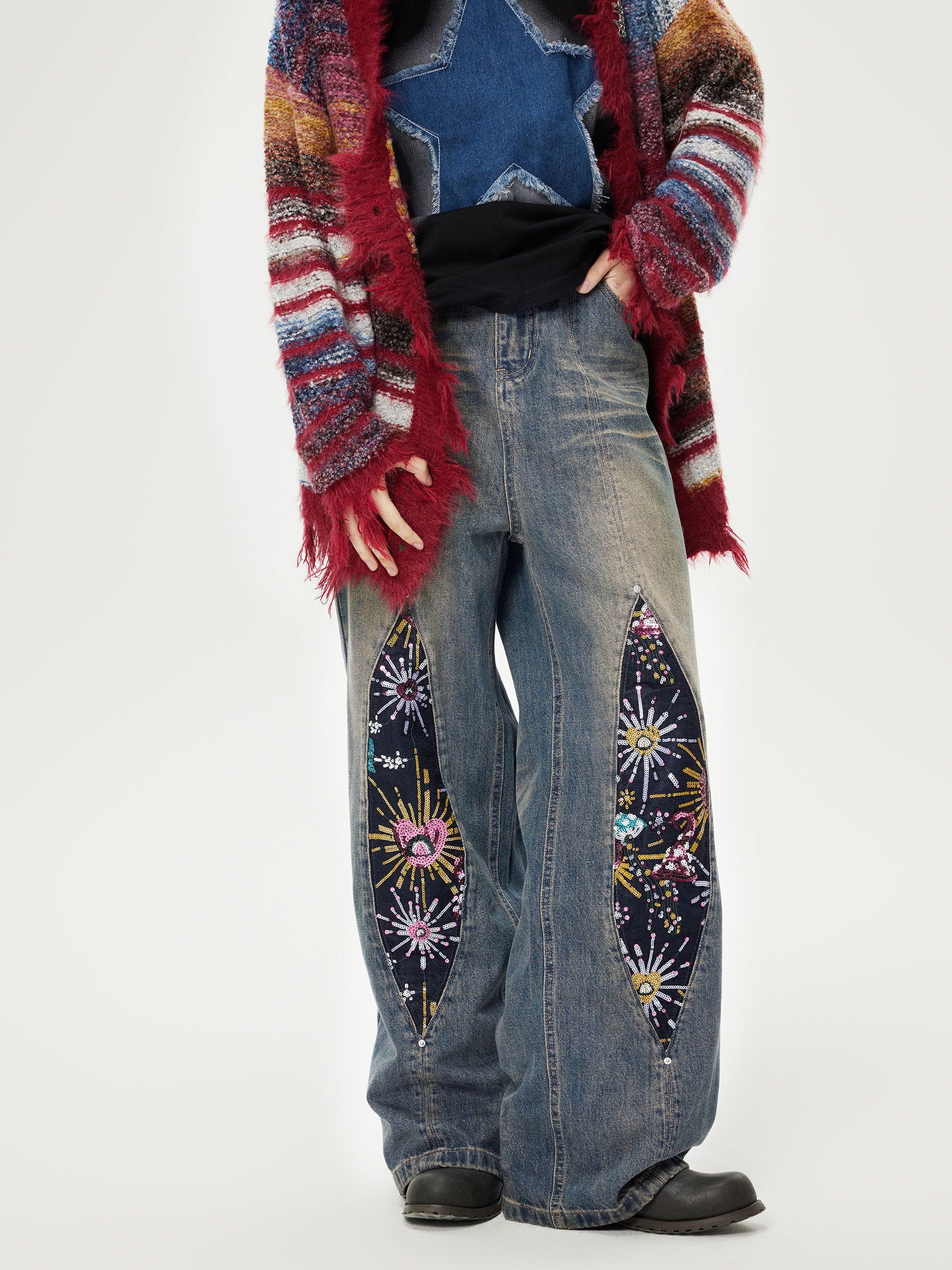 Aelfric Eden Firework Beadwork Baaggy Jeans - Image 3