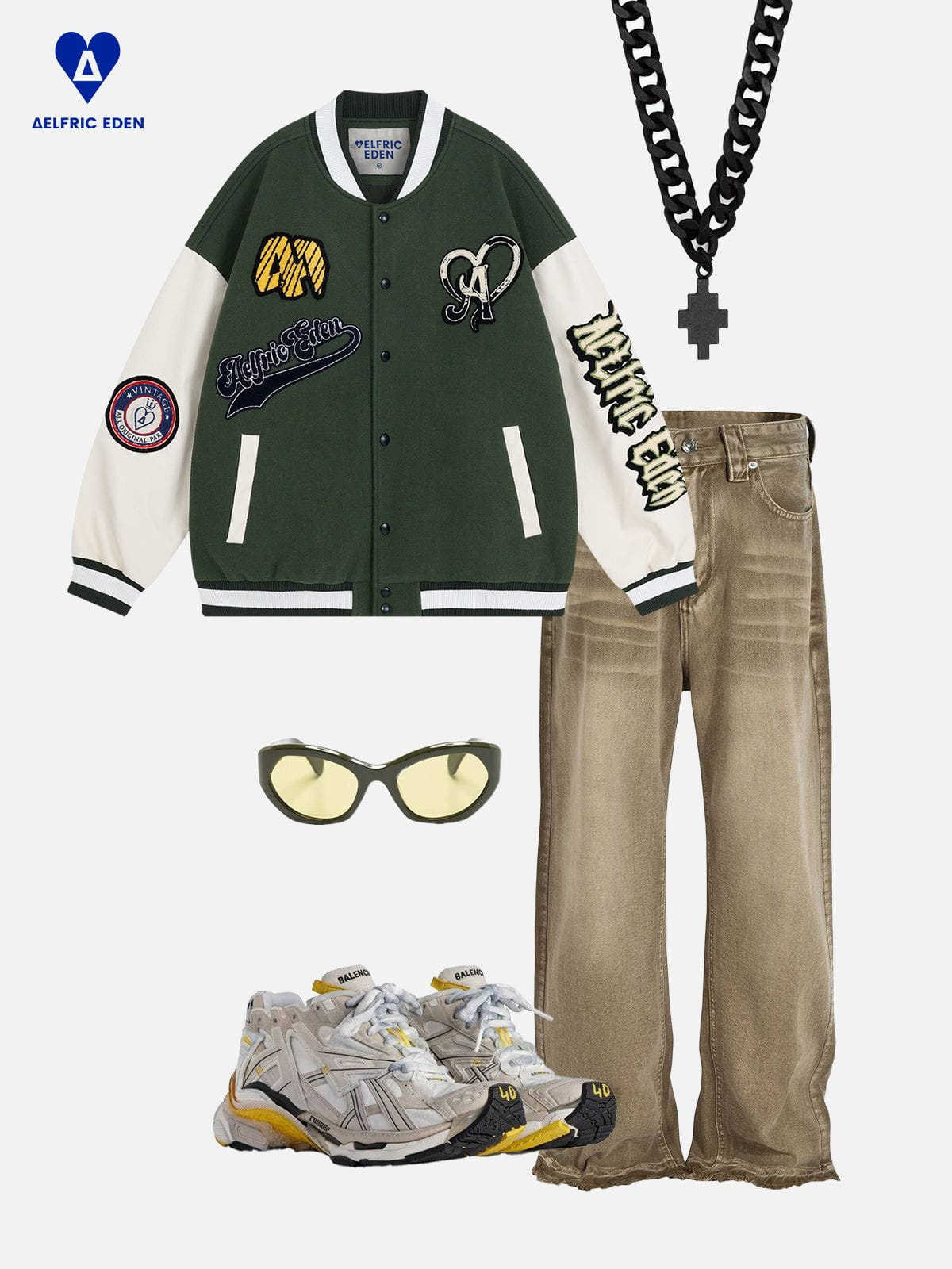 Aelfric Eden Towel Embroidery Badge Varsity Jacket - Image 4