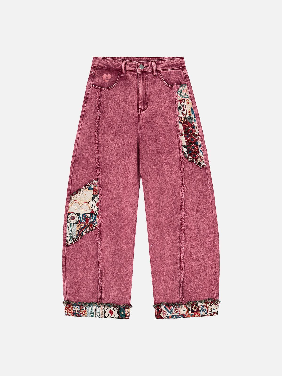 Aelfric Eden Frayed Ethnic Baaggy Barrel Jeans