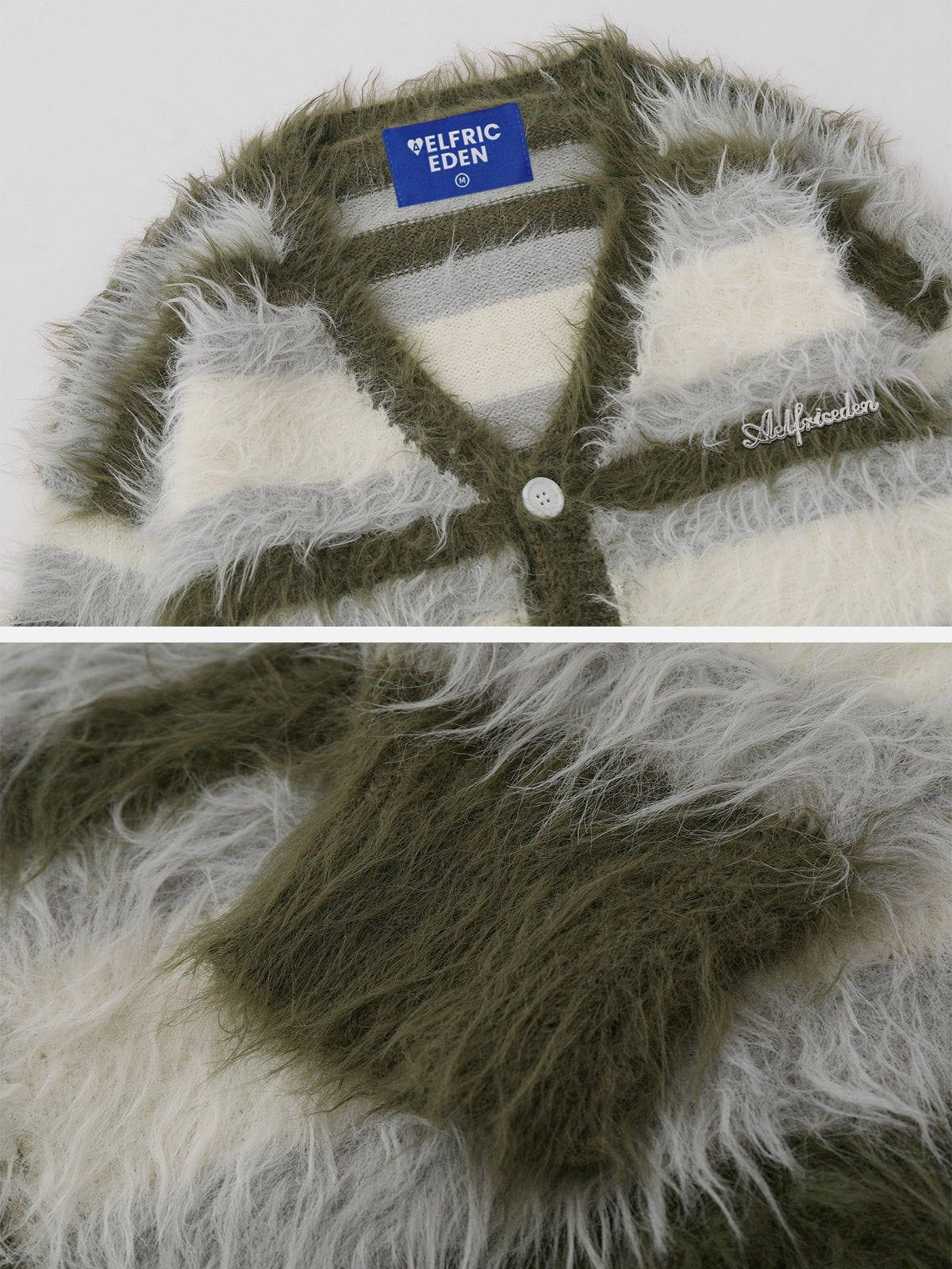 Aelfric Eden Color Block Striped Fuzzy Cardigan - Image 5