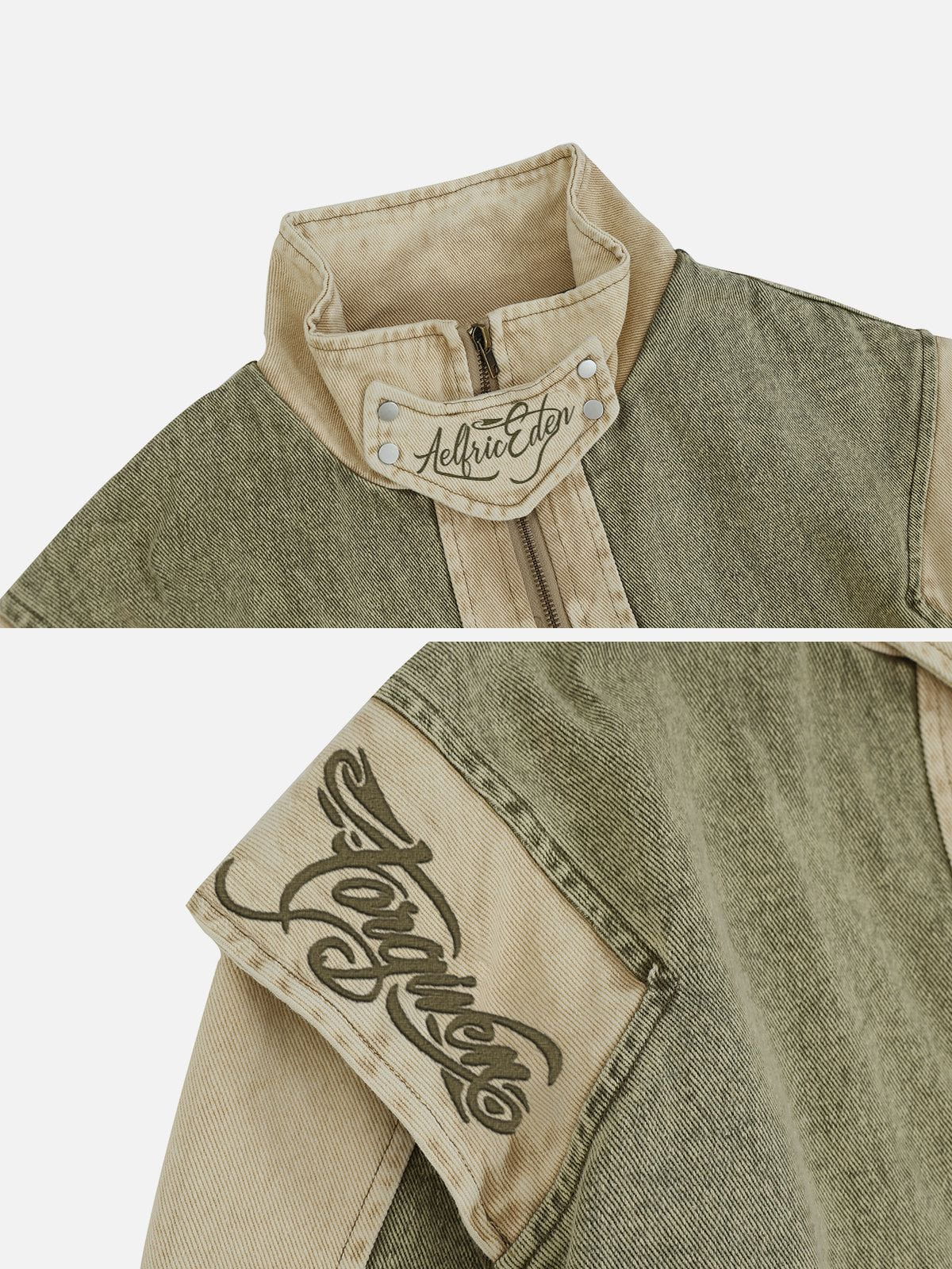 Aelfric Eden Retro Stand Collar Denim Jacket - Image 5