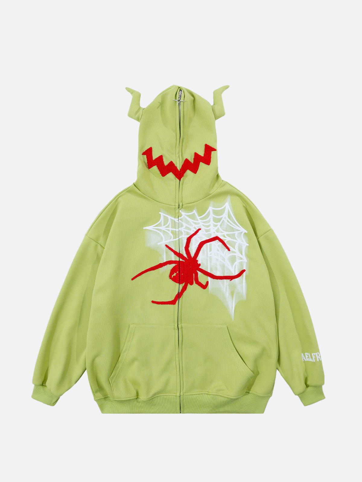 Aelfric Eden Horn Design Flocking Spider Zip Up Hoodie - Image 12