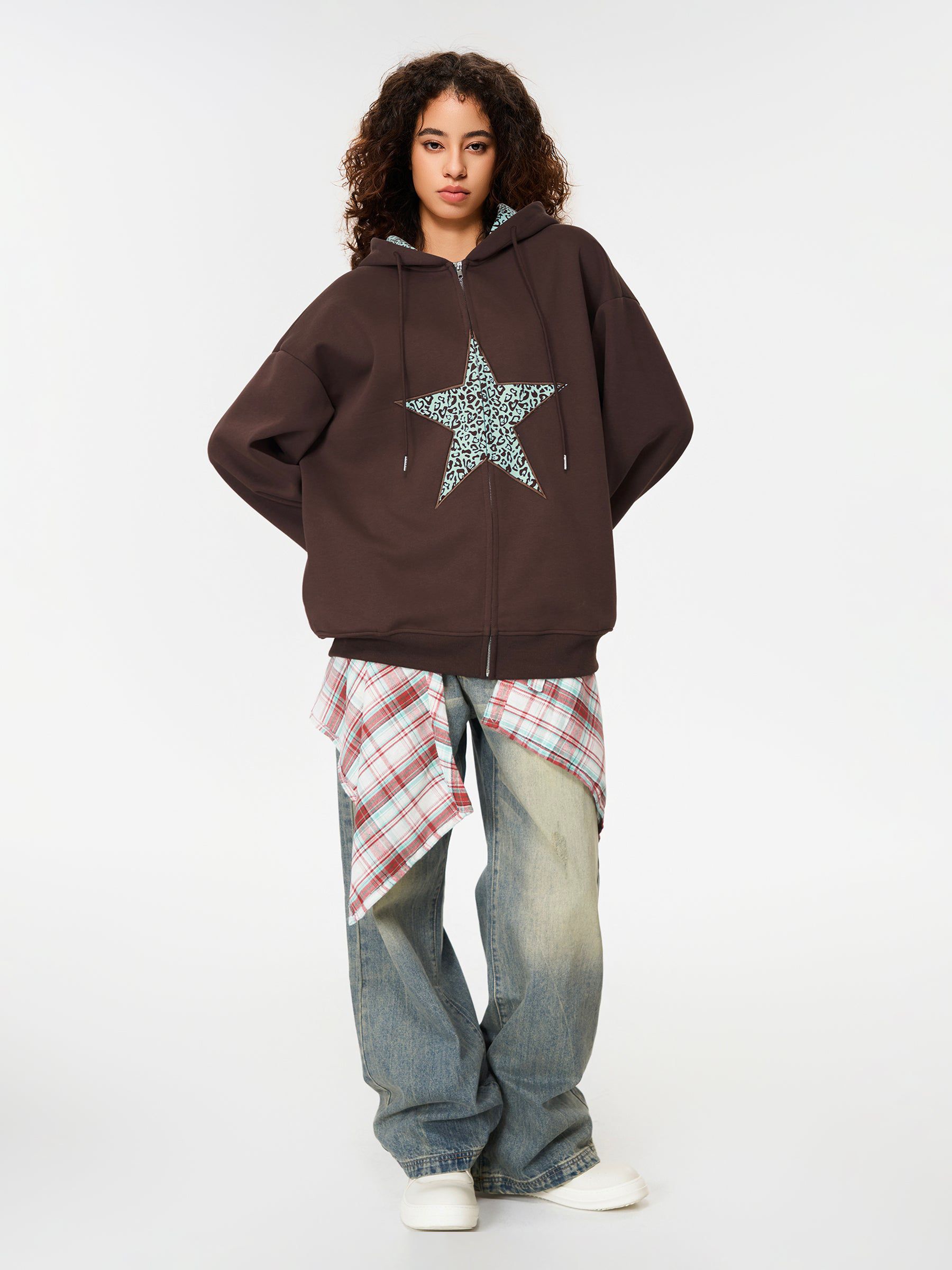 Aelfric Eden Leopard Star Graphic Zip Up Hoodie - Image 2
