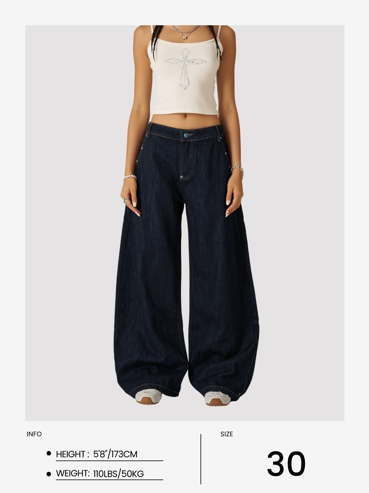 Aelfric Eden Vintage Rivets Raw Baaggy Barrel Jeans - Image 13