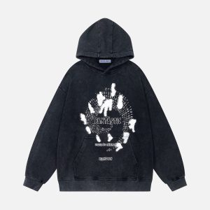 Aelfric Eden Abstract Shadow Graphic Washed Hoodie