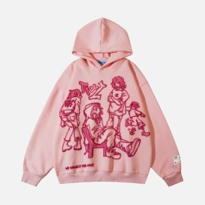 Aelfric Eden Cartoon Line Character Graphic Hoodie