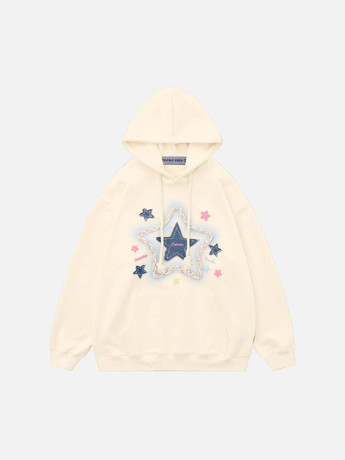 Aelfric Eden Denim Star Applique Hoodie - Image 2