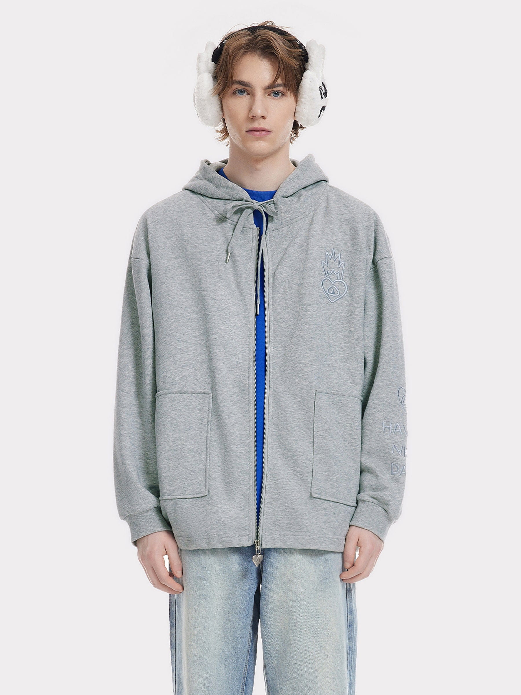 Aelfric Eden Embroidery Rabbit Ears Zip Up Hoodie - Image 3