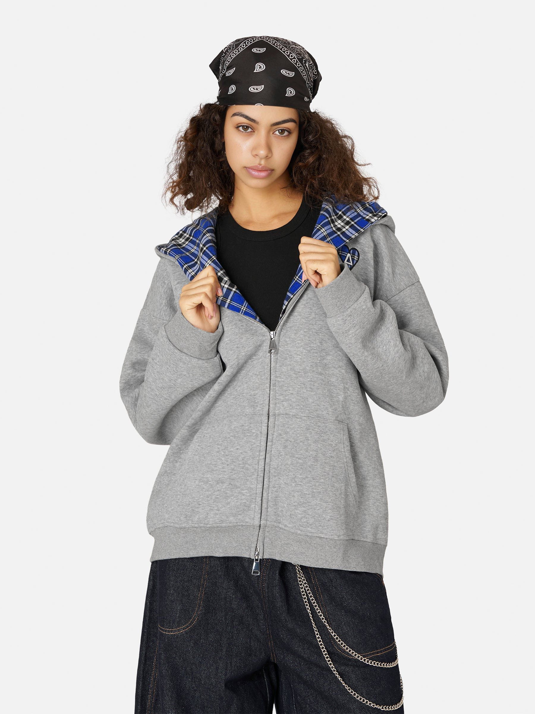 Aelfric Eden Plaid Double Layer Zip Up Hoodie - Image 3
