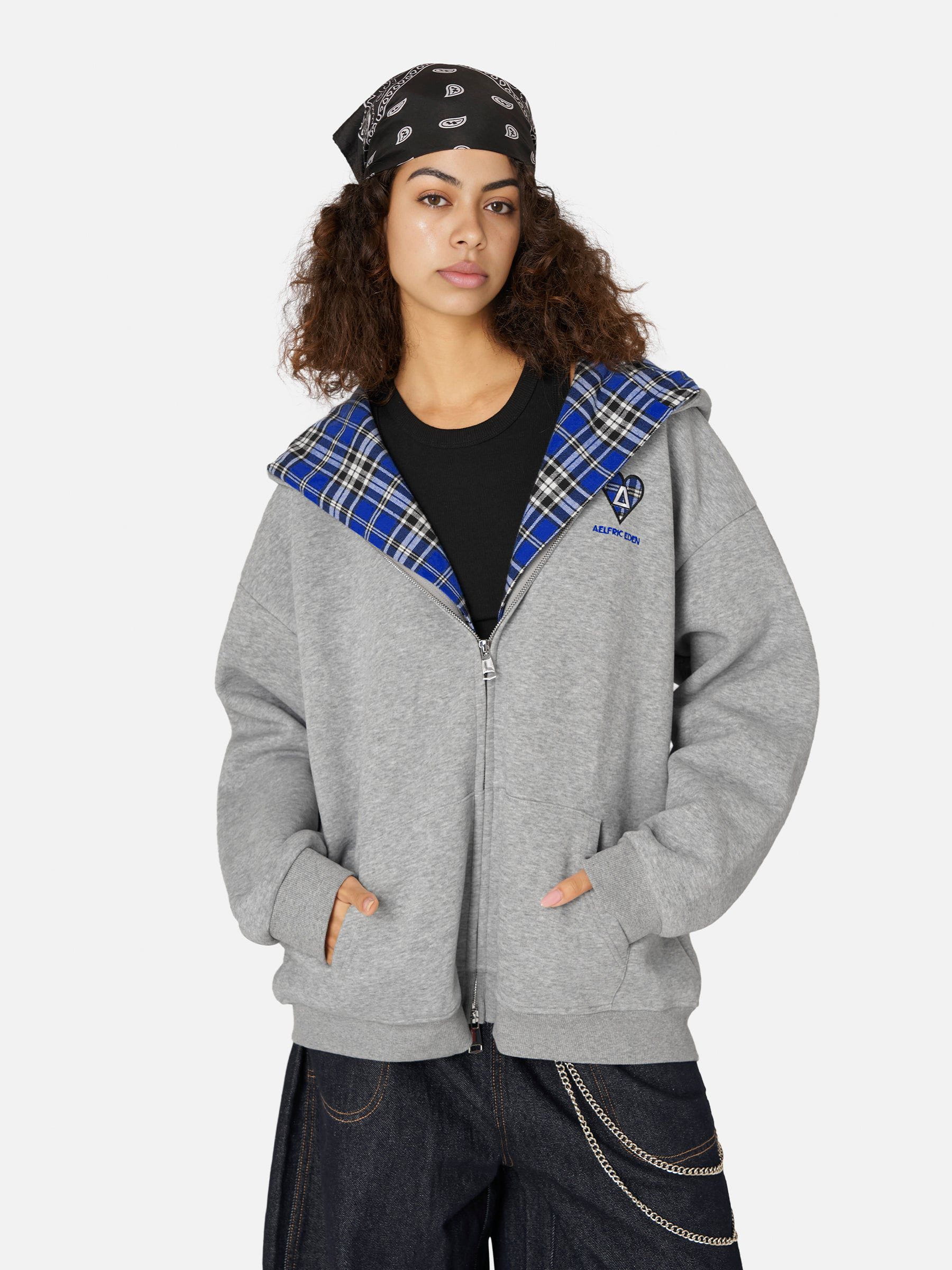 Aelfric Eden Plaid Double Layer Zip Up Hoodie - Image 4