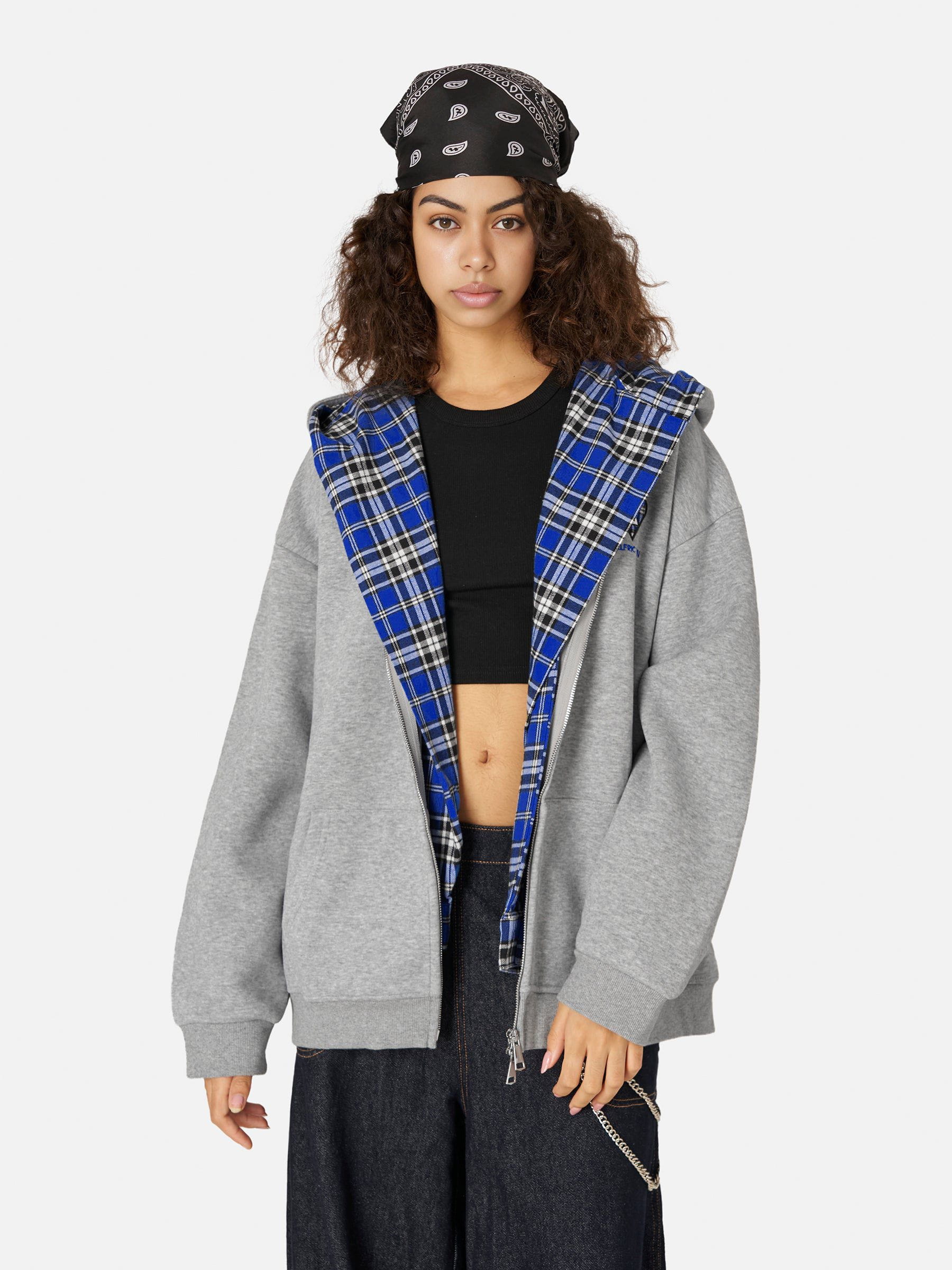 Aelfric Eden Plaid Double Layer Zip Up Hoodie - Image 5