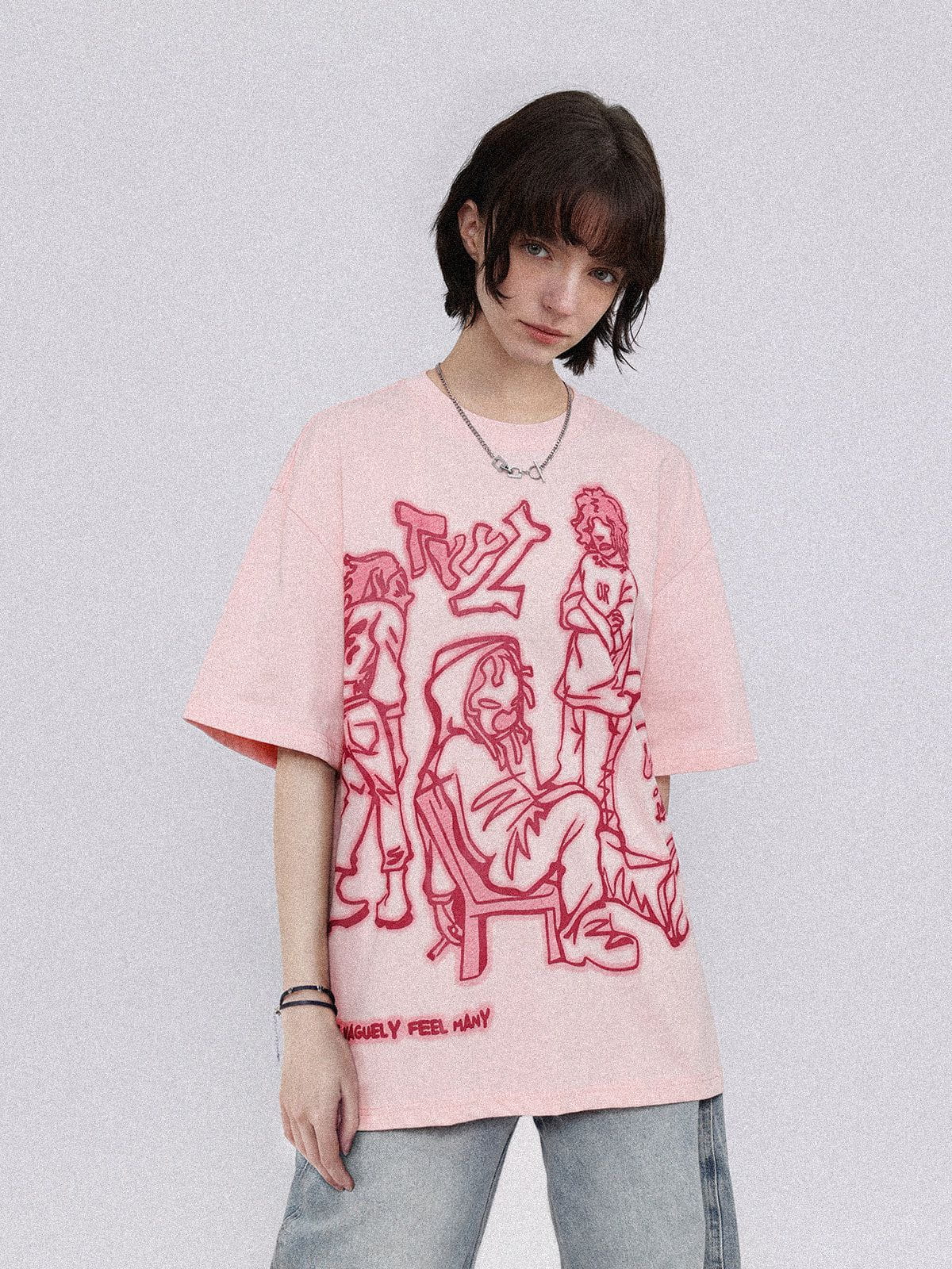 Aelfric Eden Cartoon Line Character Graphic Tee - Image 5