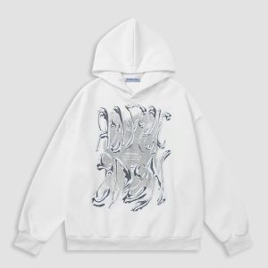Aelfric Eden Futuristic Liquid Metal Design Pullover Hoodie