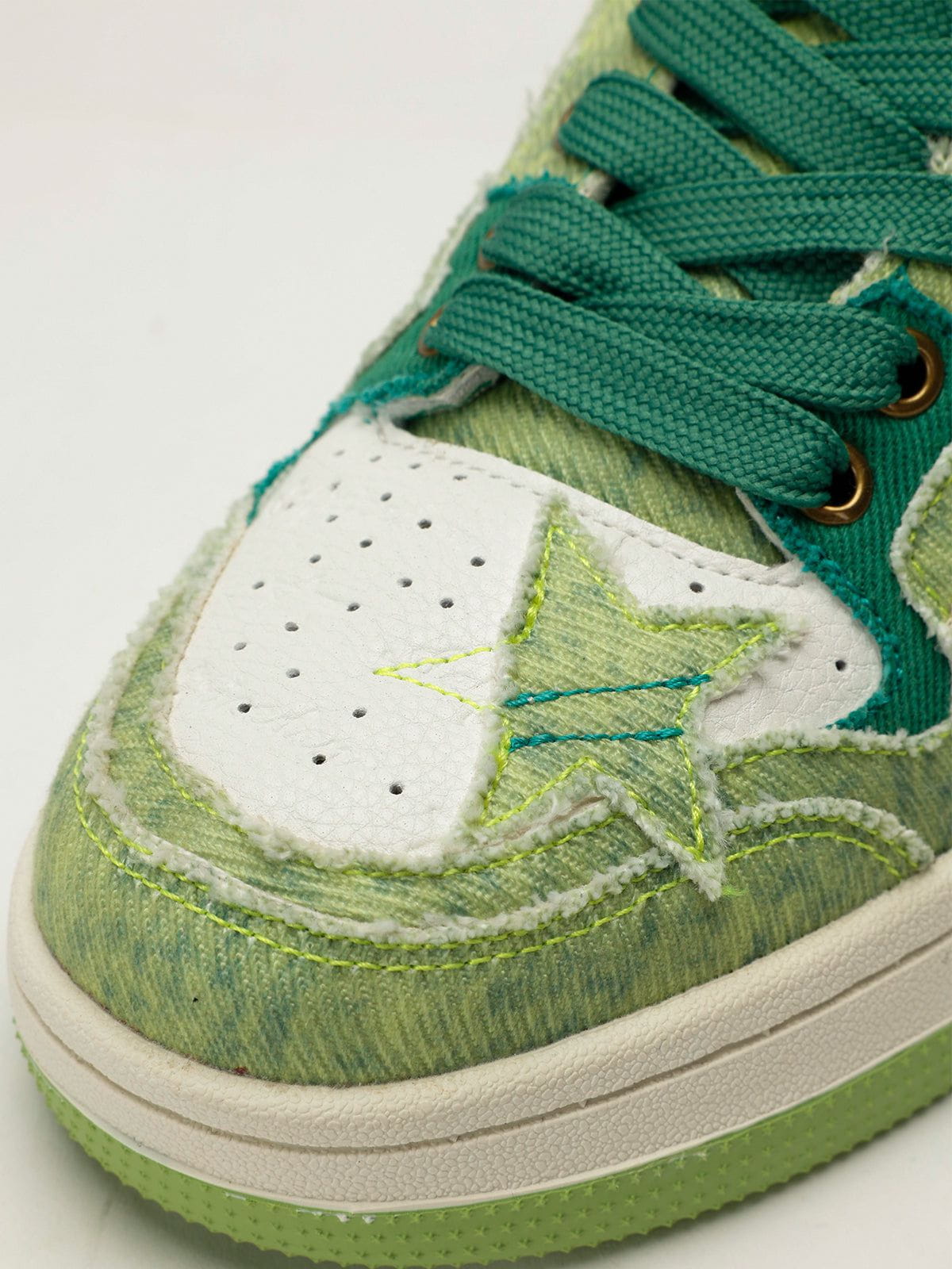 StarryClimb Patchwork Avocado Green Star Skate Shoes - Image 4