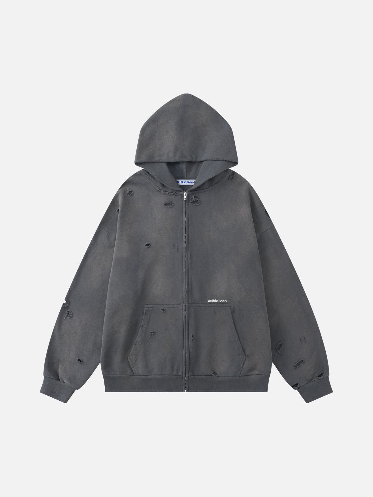 Aelfric Eden Distressed Zip Up Hoodie