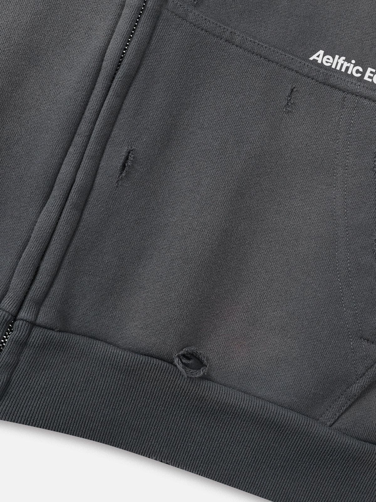 Aelfric Eden Distressed Zip Up Hoodie - Image 4